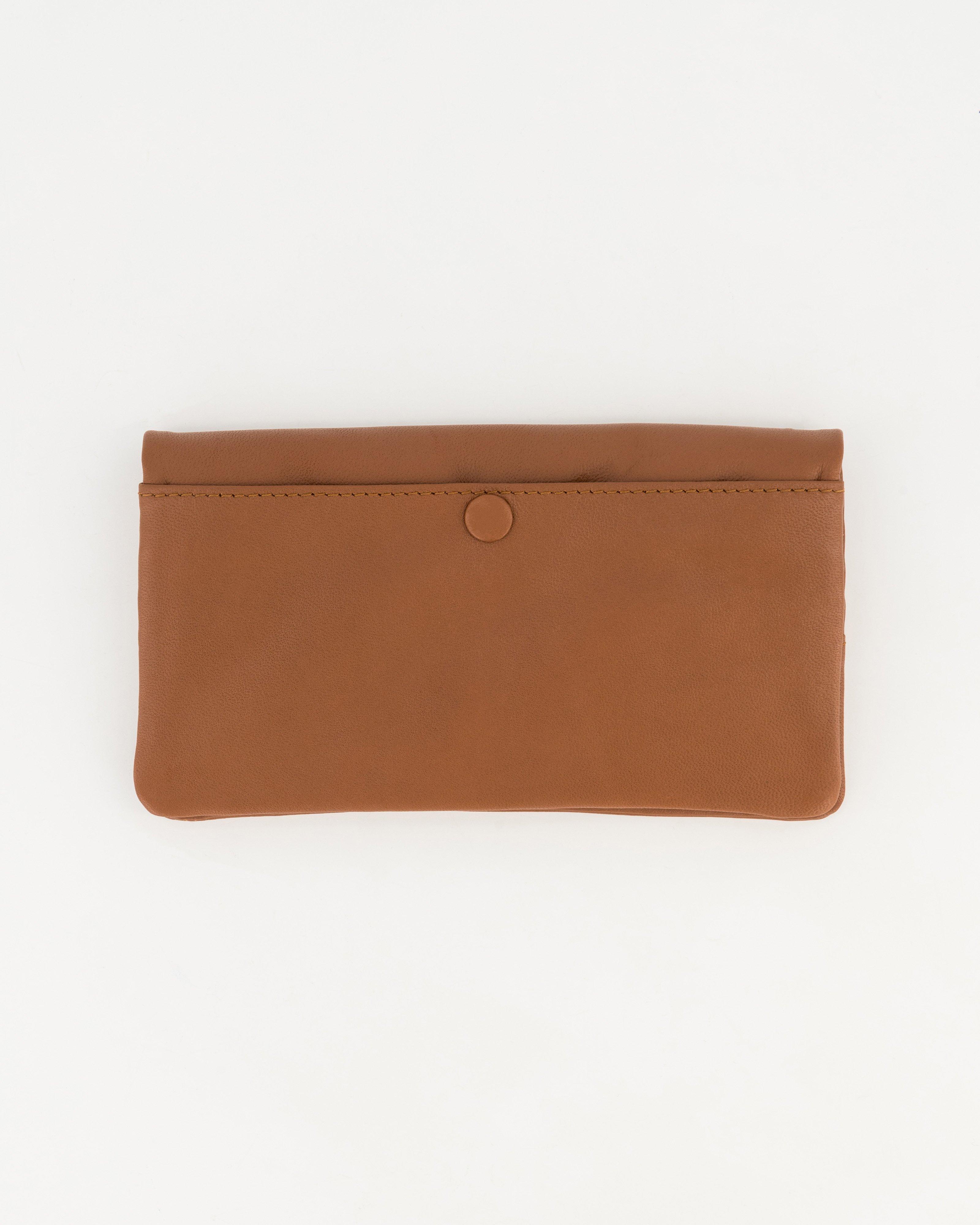 Clara Soft Clip Leather Purse -  Tan