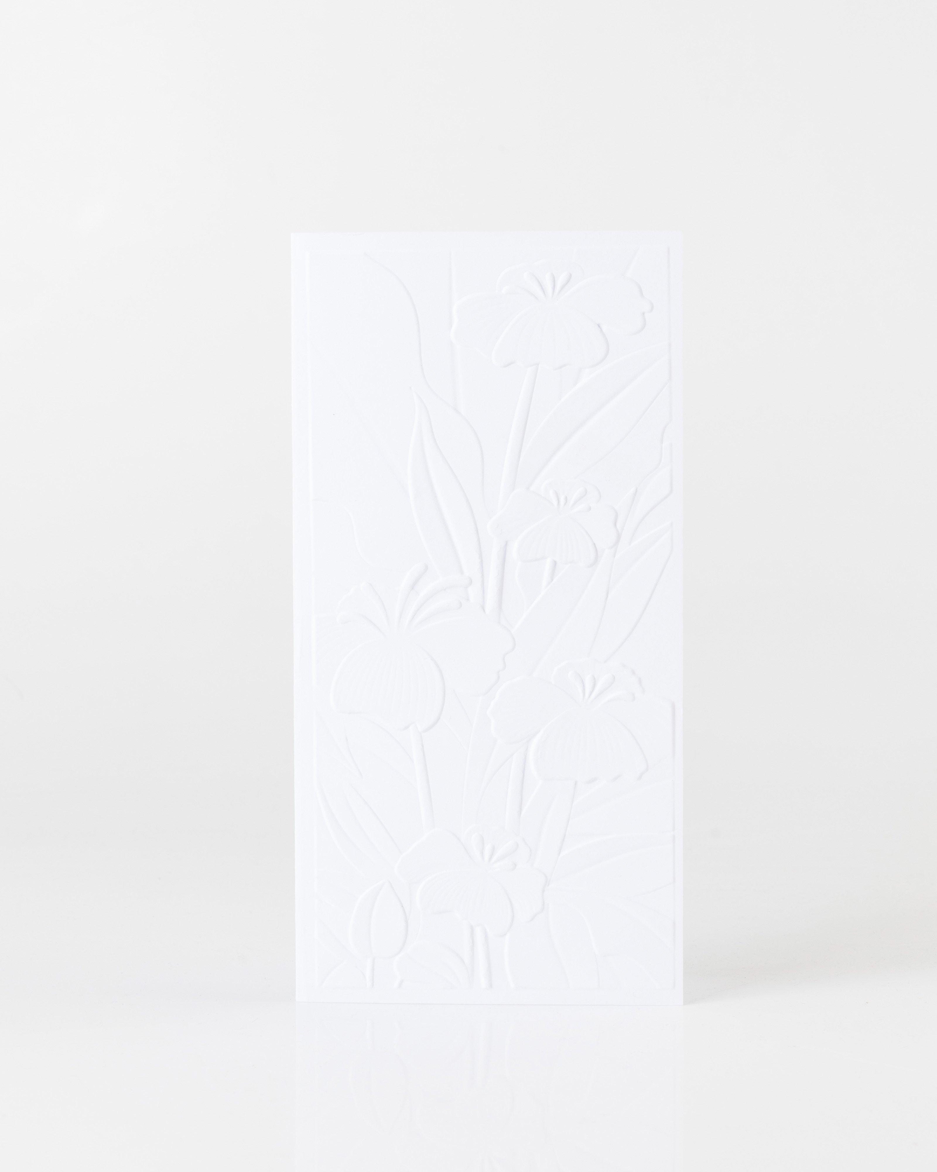 Lilly Embossed Floral Card -  White