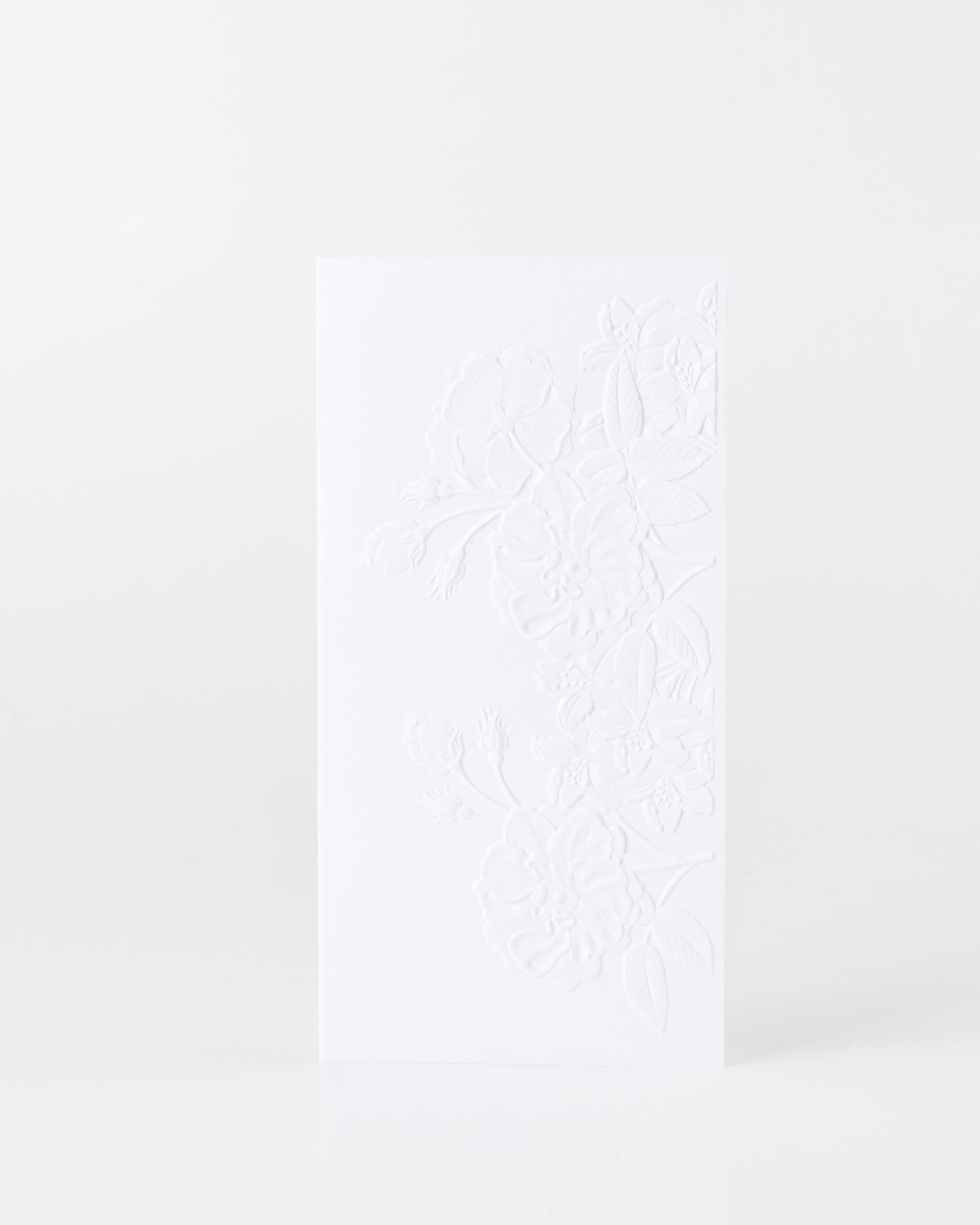 Tropical Embossed Floral Card -  White