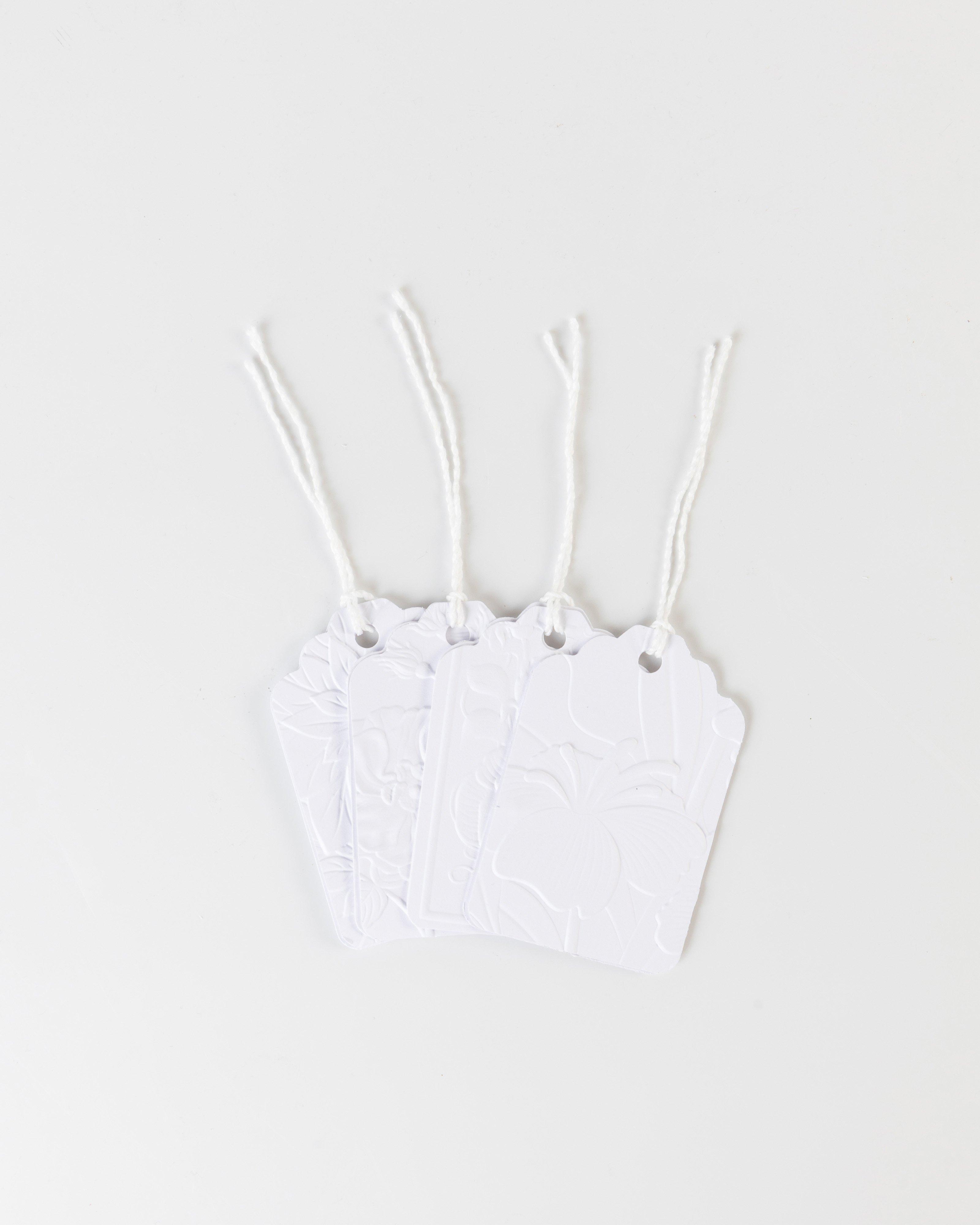 Floral Embossed Gift Tags -  White