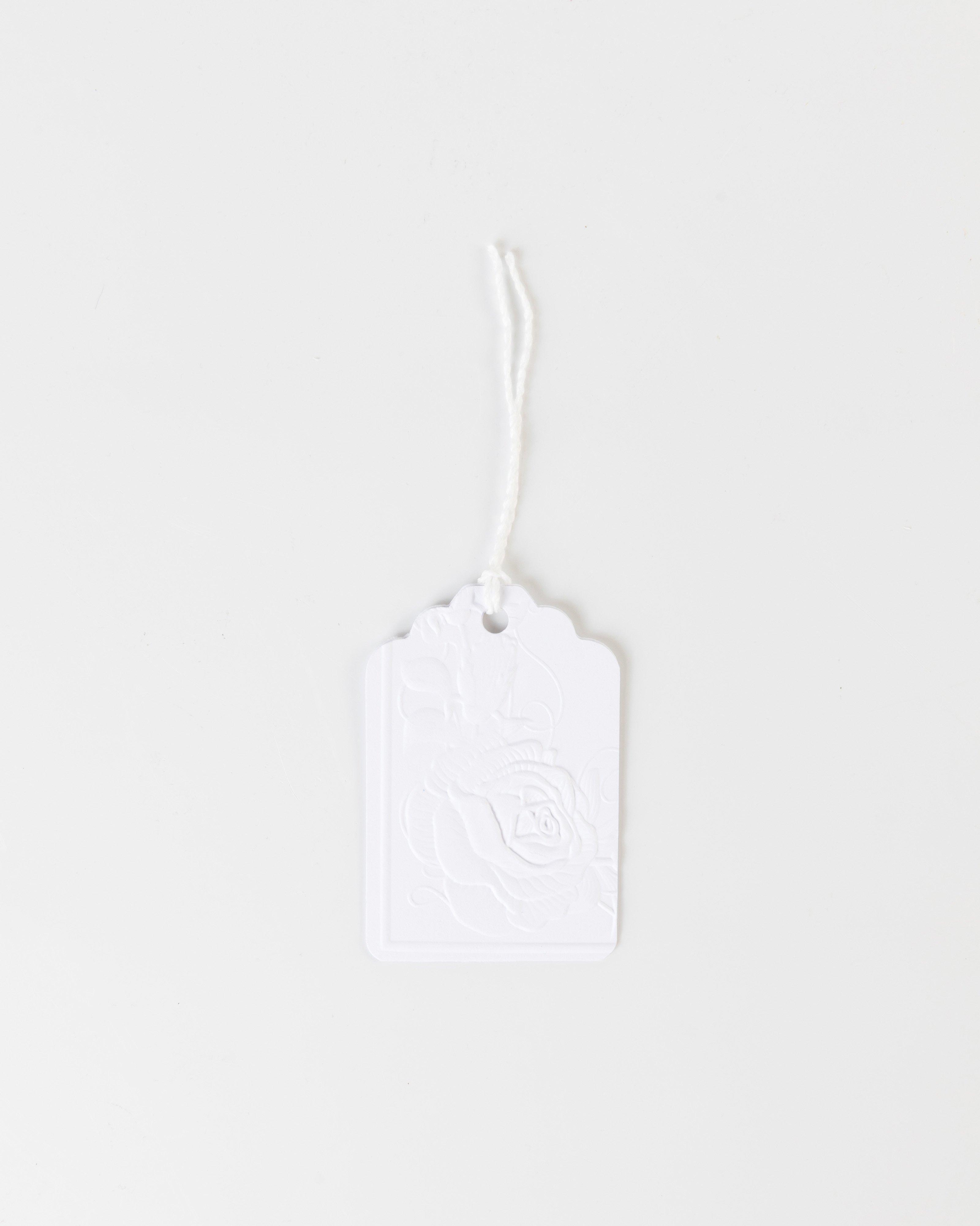 Floral Embossed Gift Tags -  White