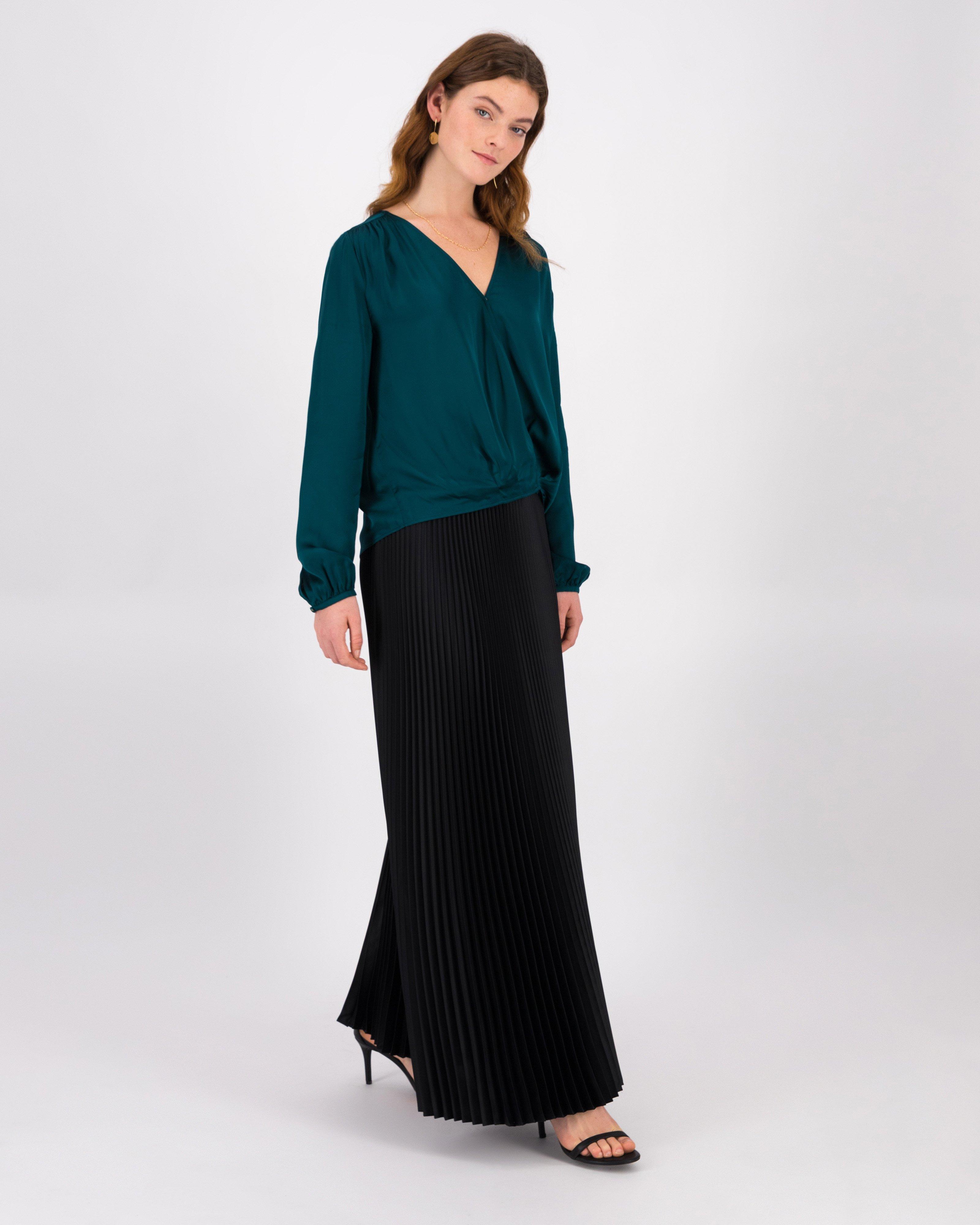 Natalia Wrap-Front Blouse -  Teal