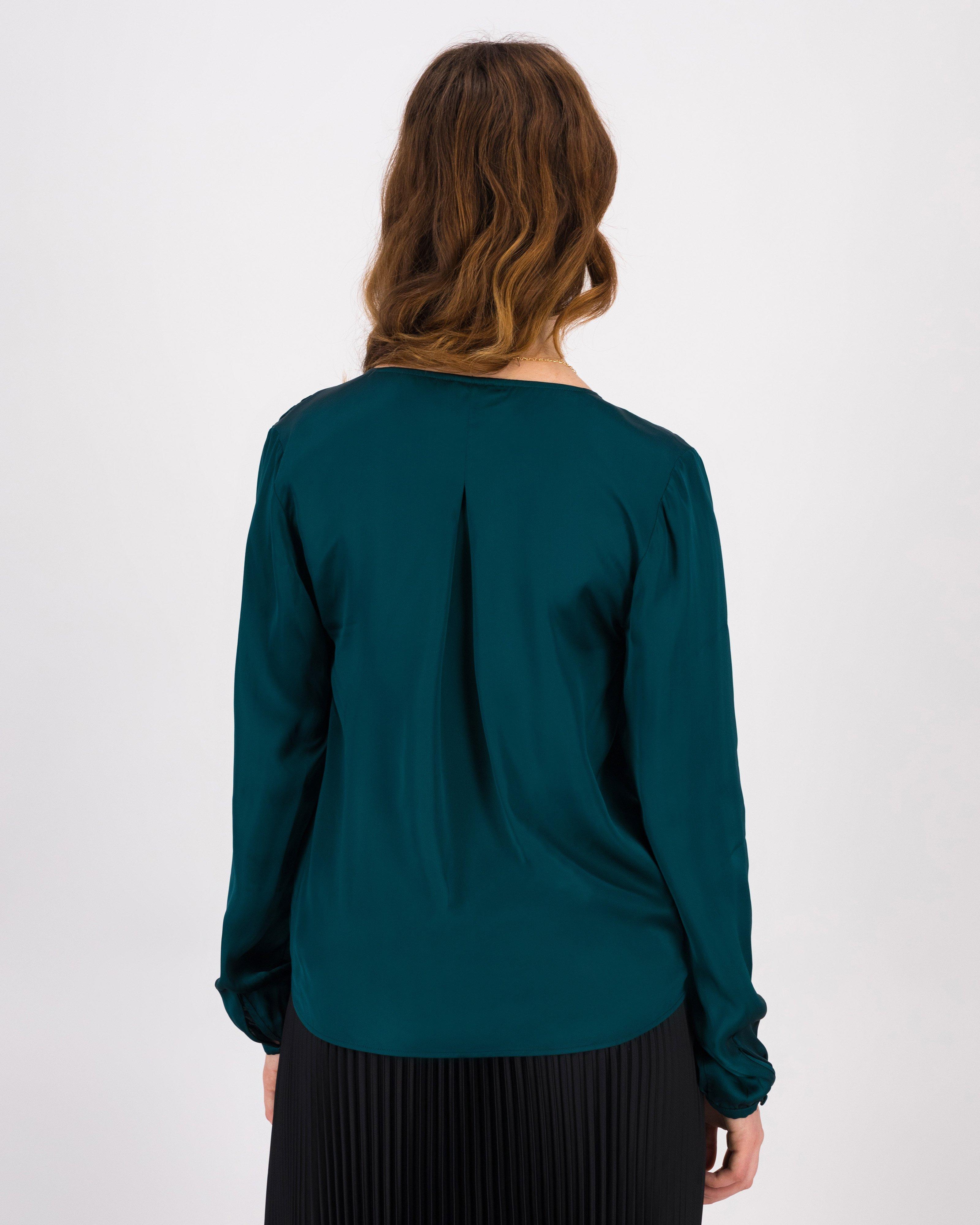 Natalia Wrap-Front Blouse -  Teal