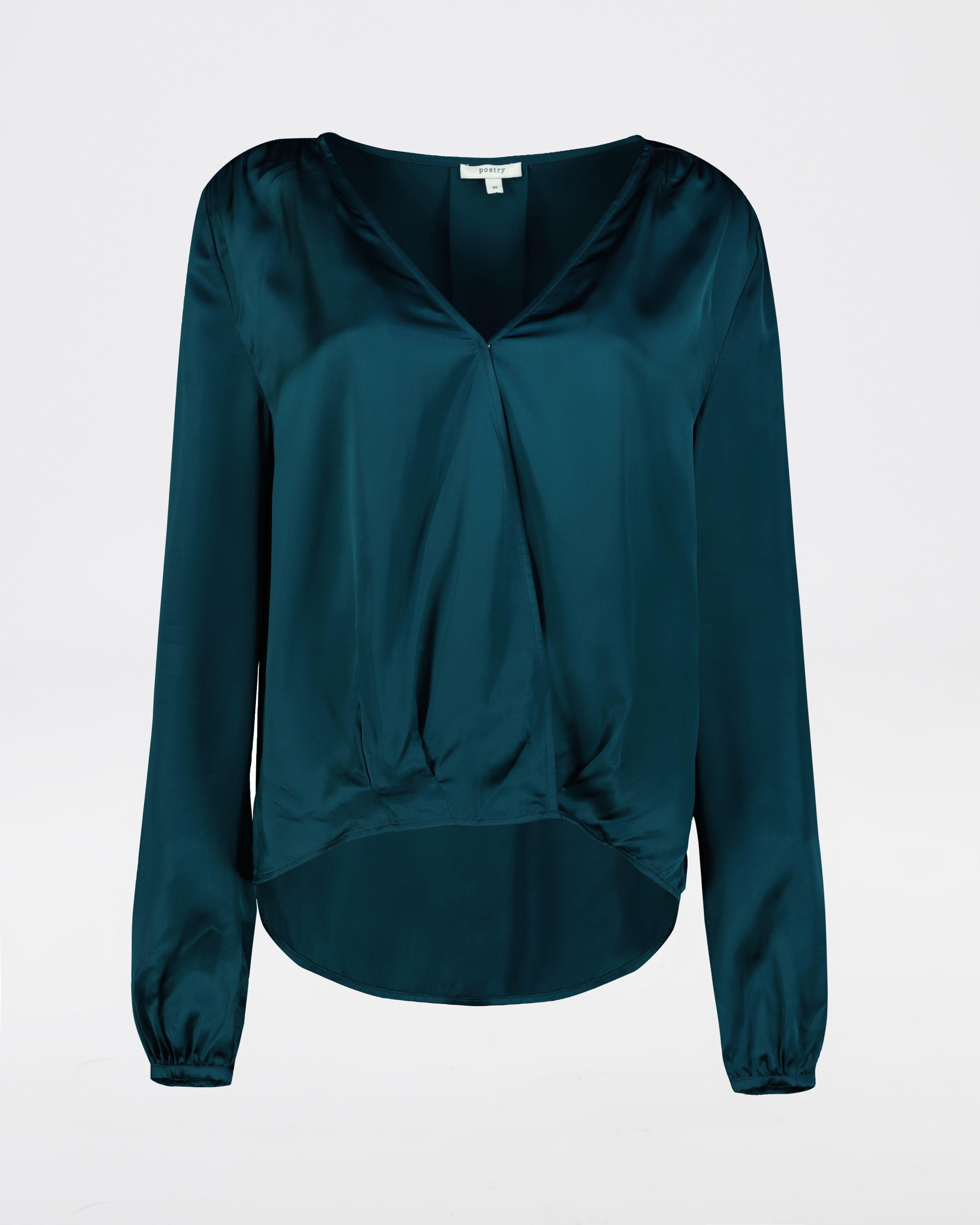 Natalia Wrap-Front Blouse -  Teal