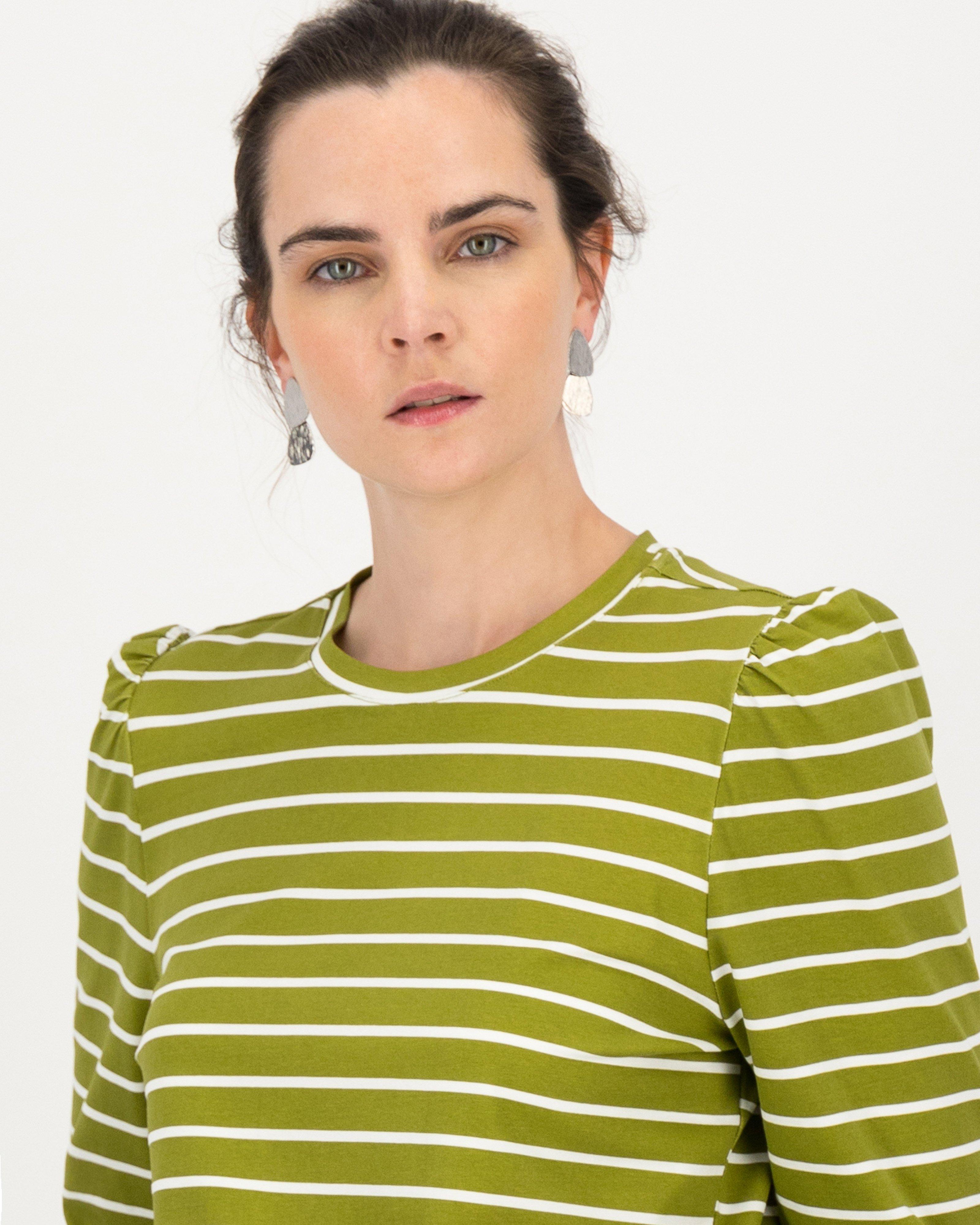 Thelma Striped Basic T-Shirt -  Fatigue