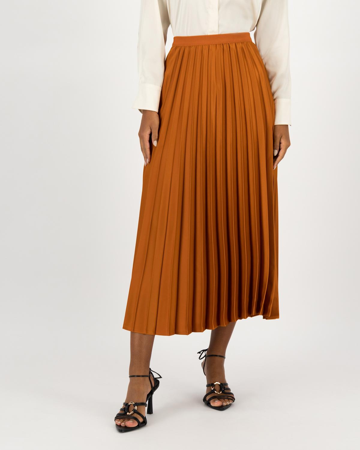 Poetry Icelyn Pleated Maxi Skirt -  Rust