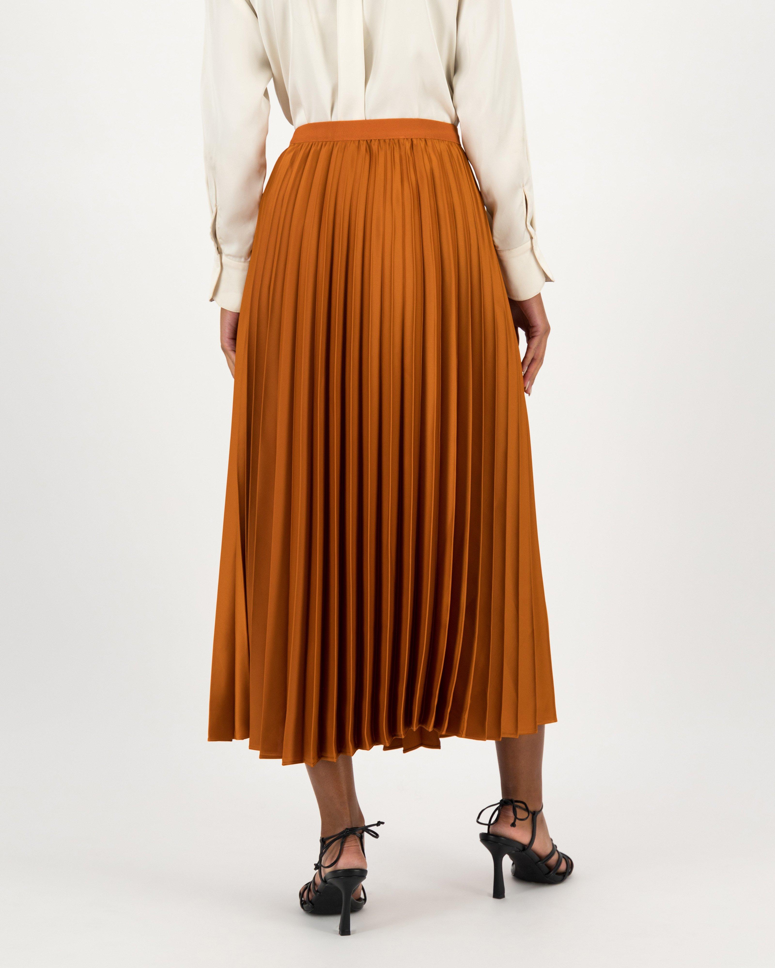 Icelyn Pleated Maxi Skirt -  Rust