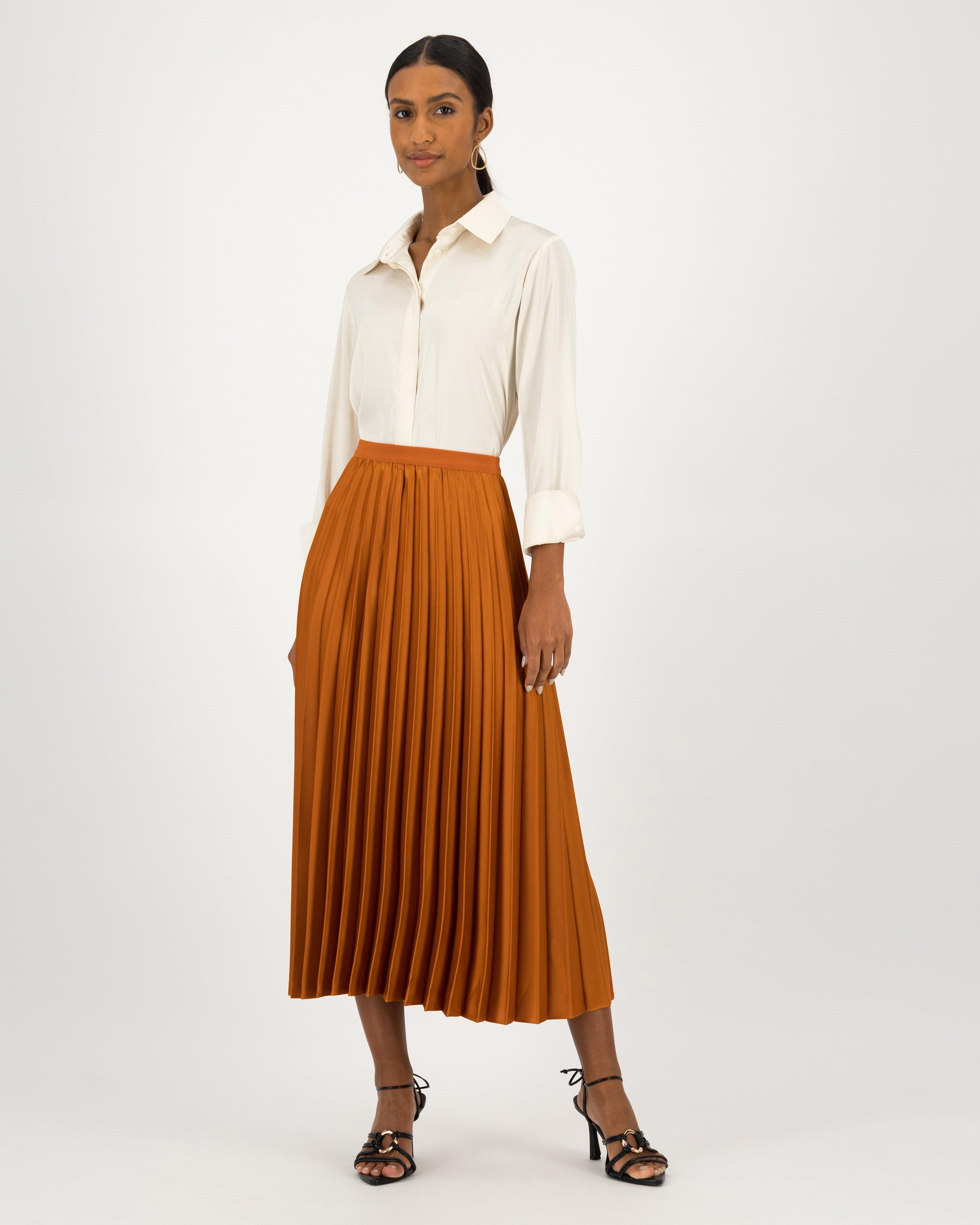 Icelyn Pleated Maxi Skirt -  Rust