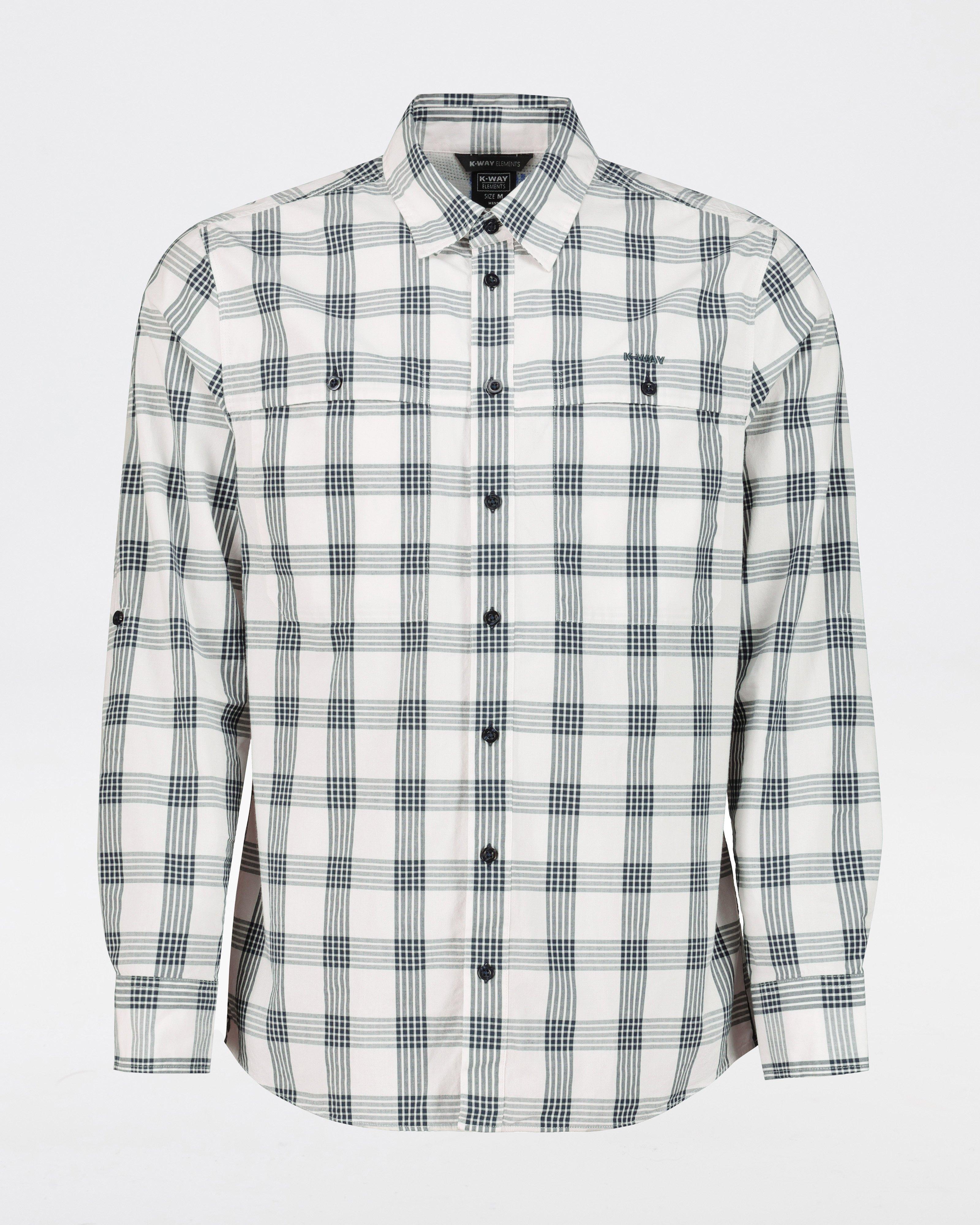 K-Way Elements Men's ECO Stretch Cotton Check Shirt -  White