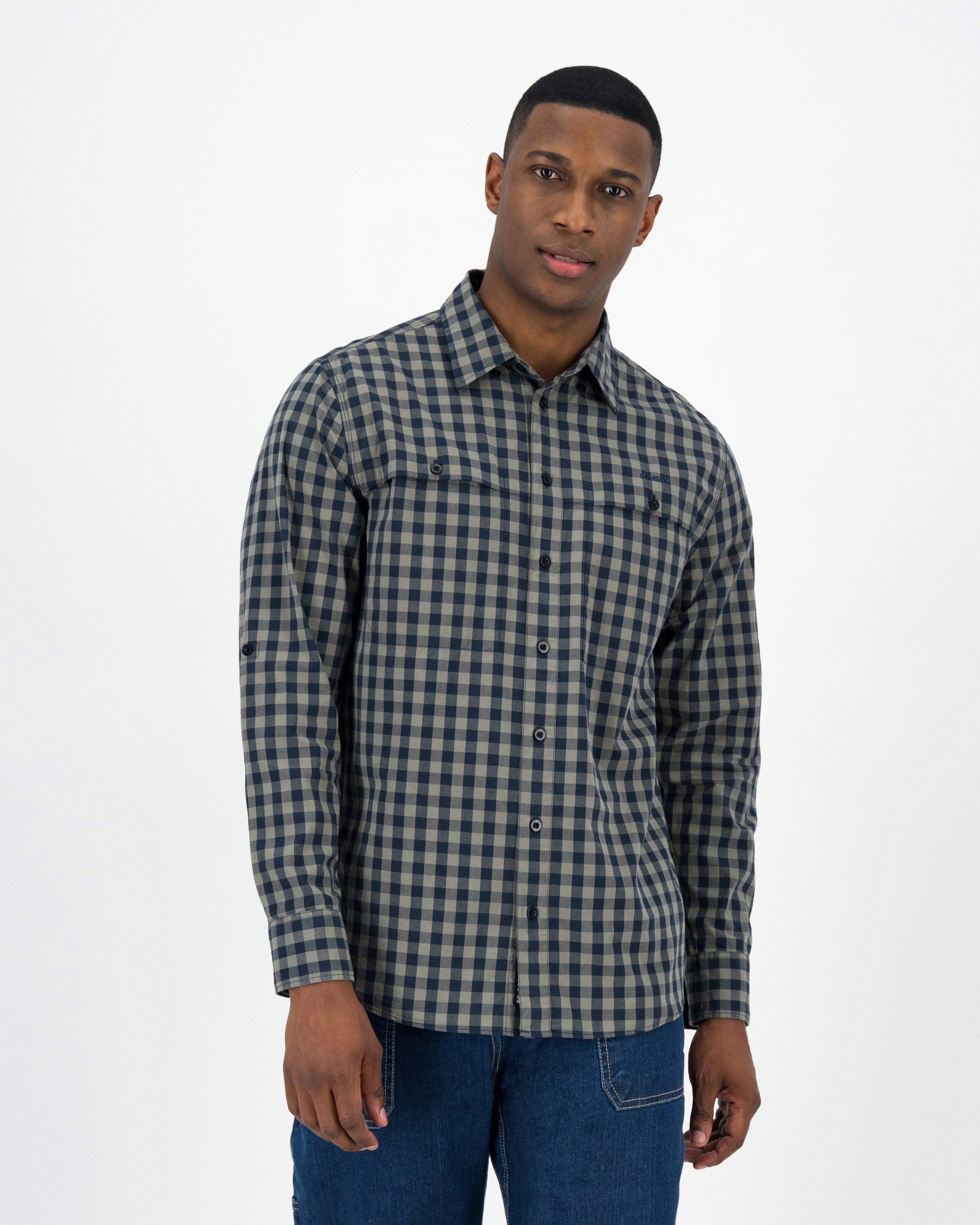 K-Way Elements Men's ECO Stretch Cotton Check Shirt -  Mid Blue