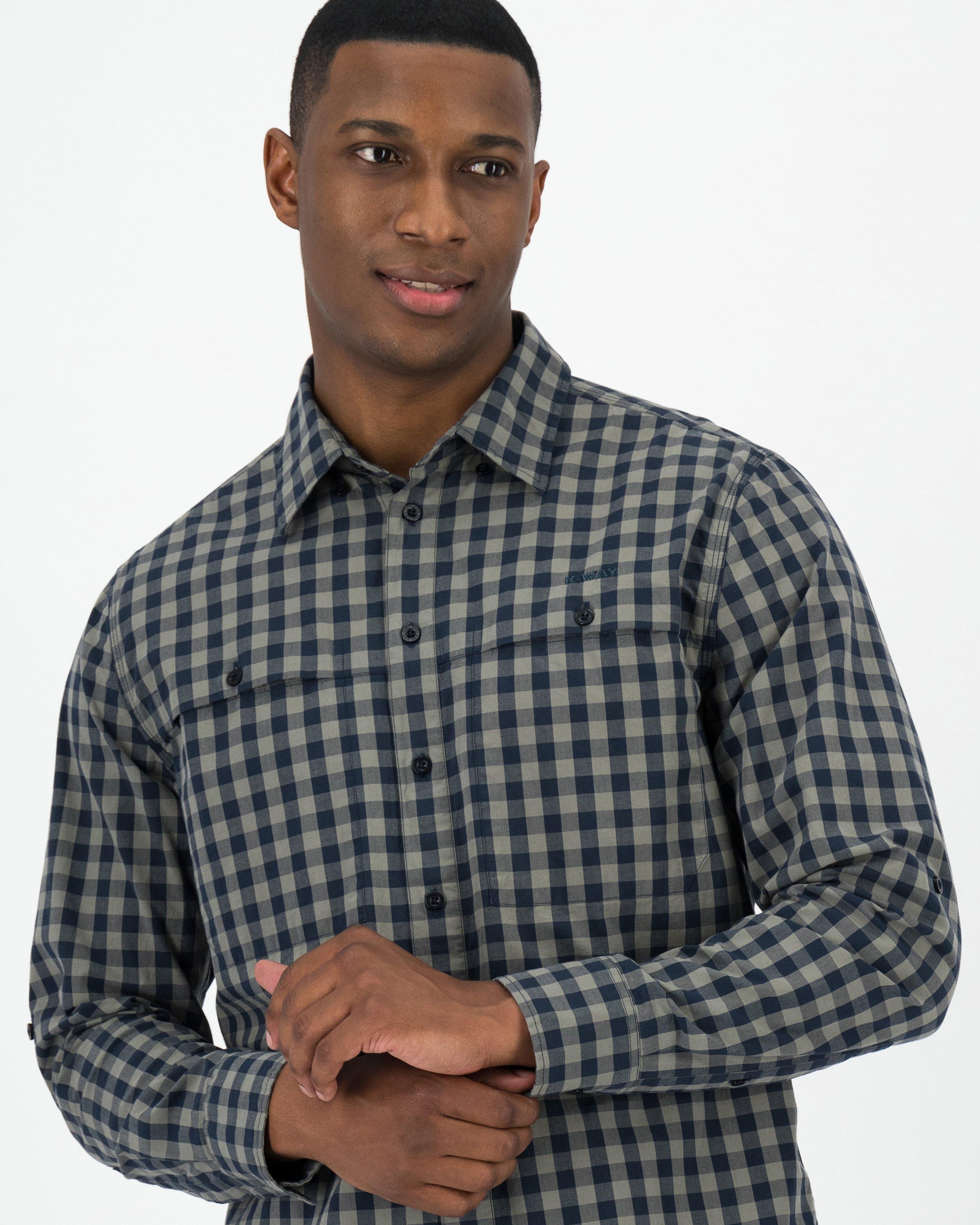 K-Way Elements Men's ECO Stretch Cotton Check Shirt -  Mid Blue