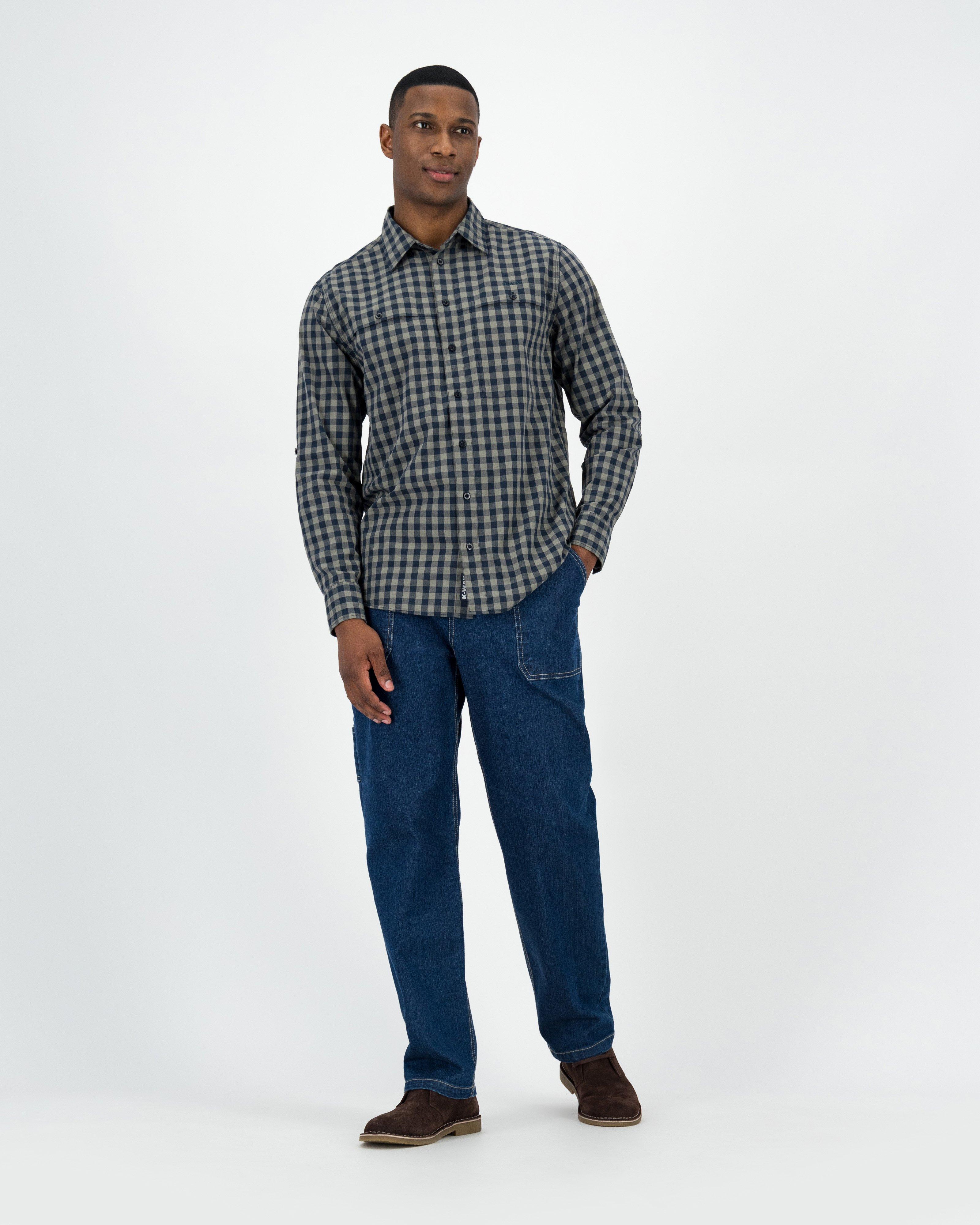 K-Way Elements Men's ECO Stretch Cotton Check Shirt -  Mid Blue