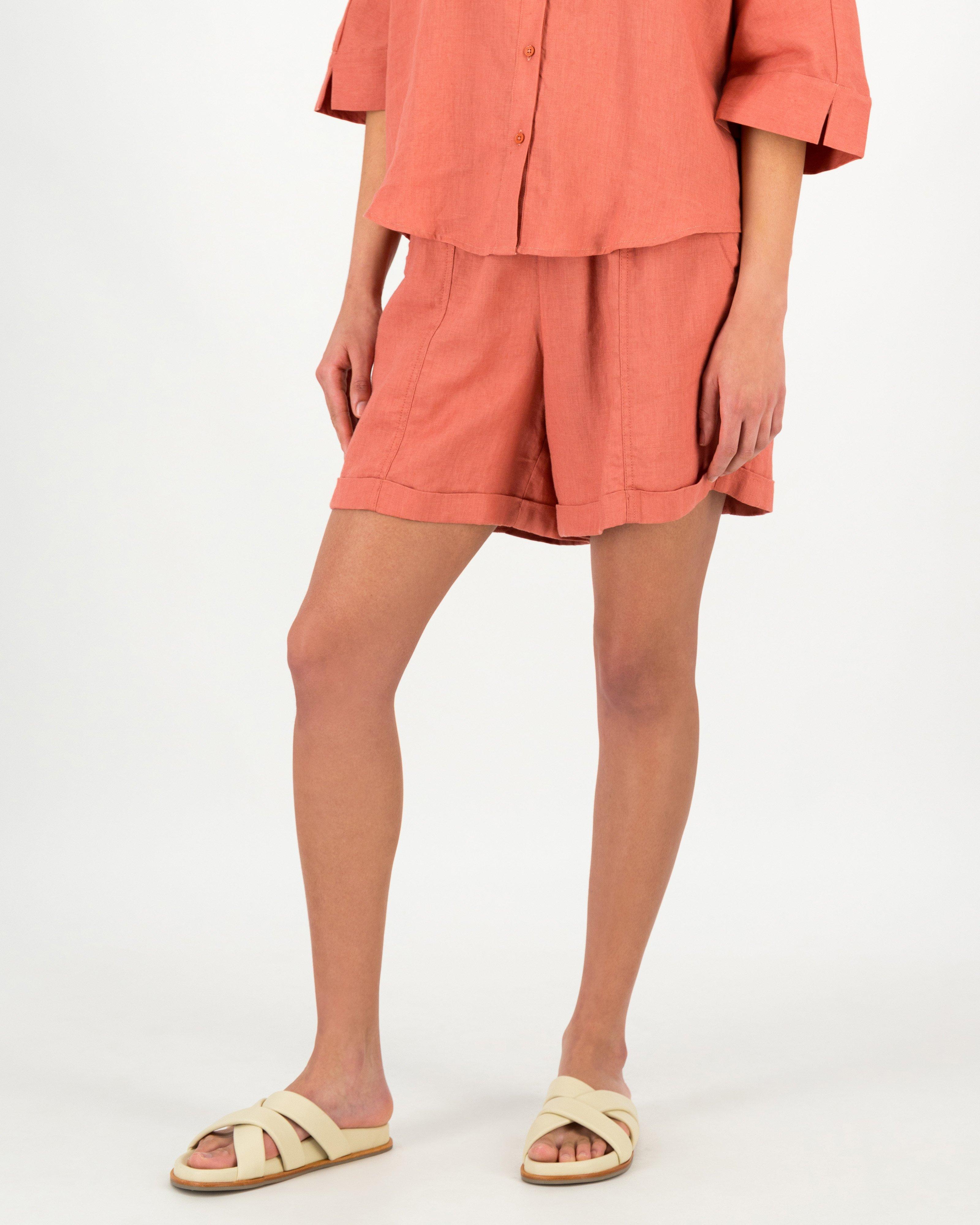 Rare Earth Women's Lindsay Linen Shorts -  Rust