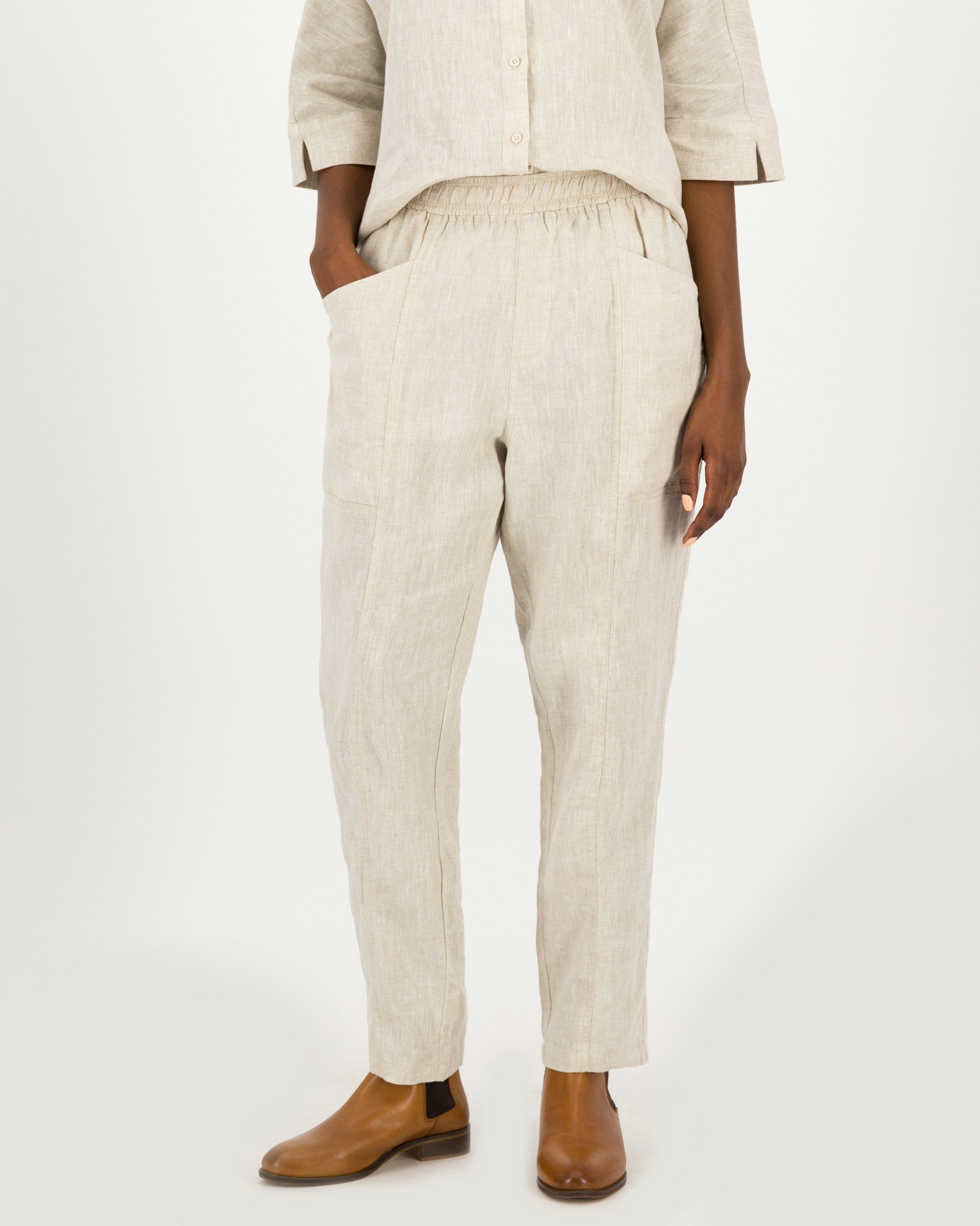 Rare Earth Women's Lindsay Linen Tapered Pants -  Oatmeal