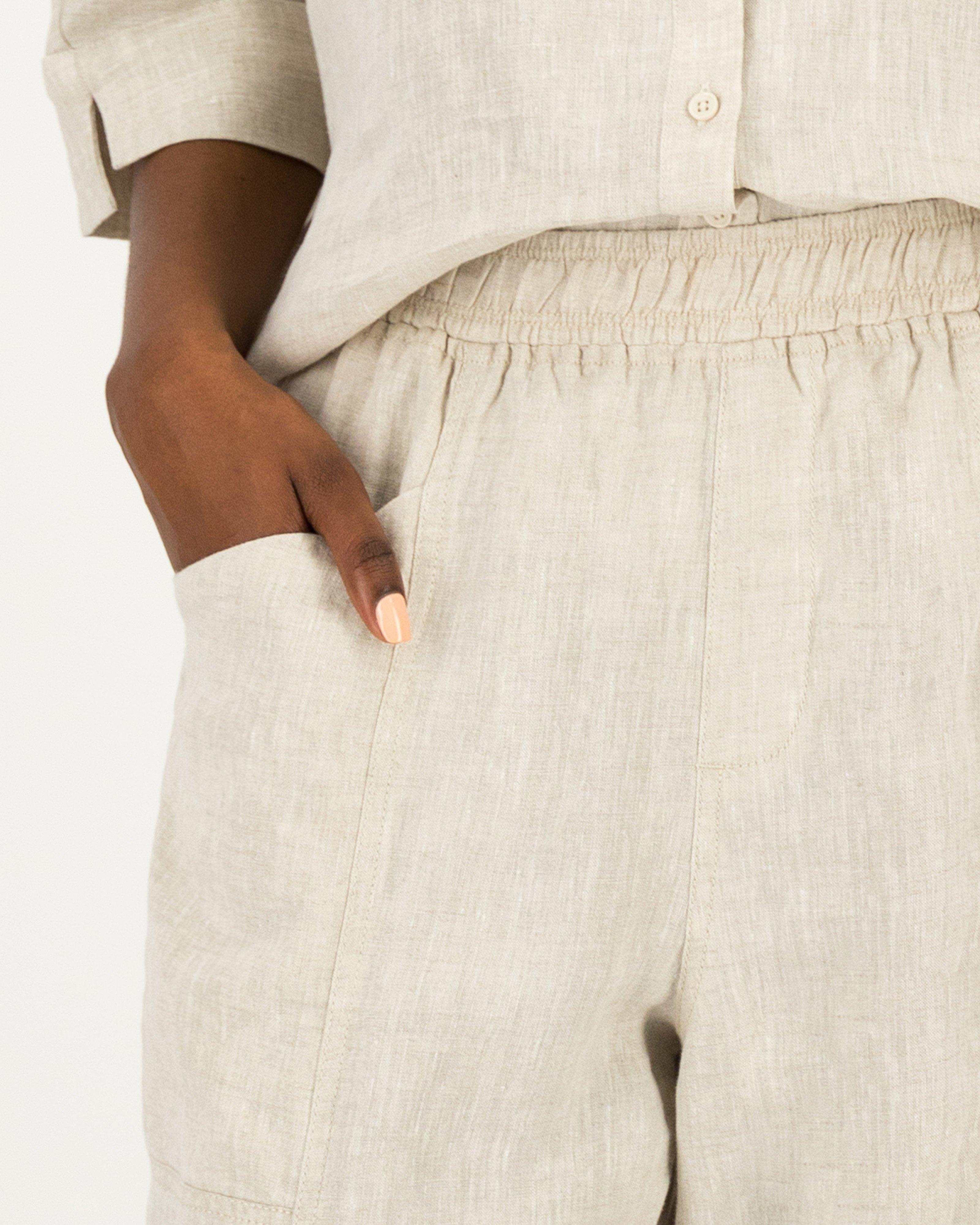 Rare Earth Women's Lindsay Linen Tapered Pants -  Oatmeal