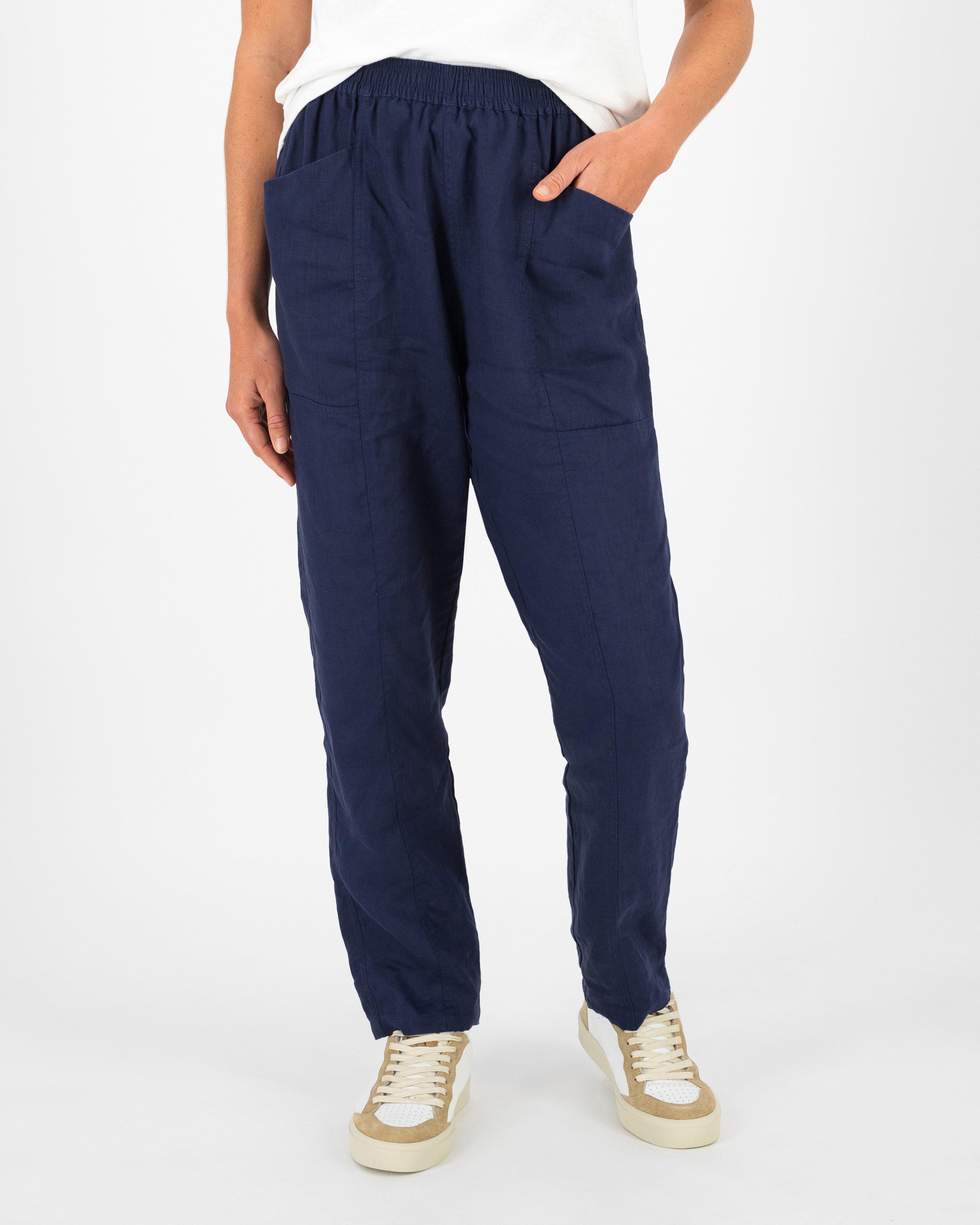 Rare Earth Women's Lindsay Linen Tapered Pants -  Indigo