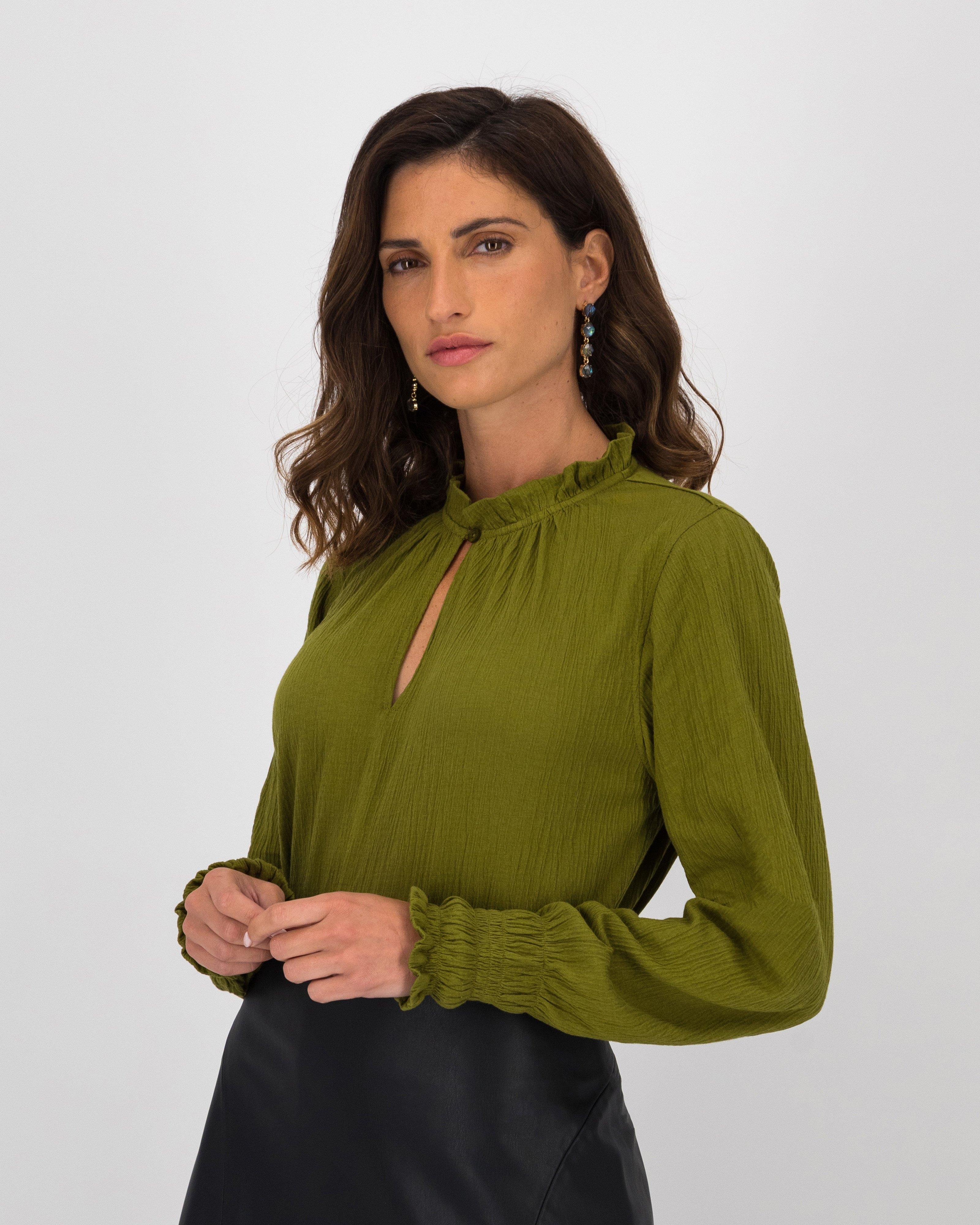 Arden Textured Top -  Olive