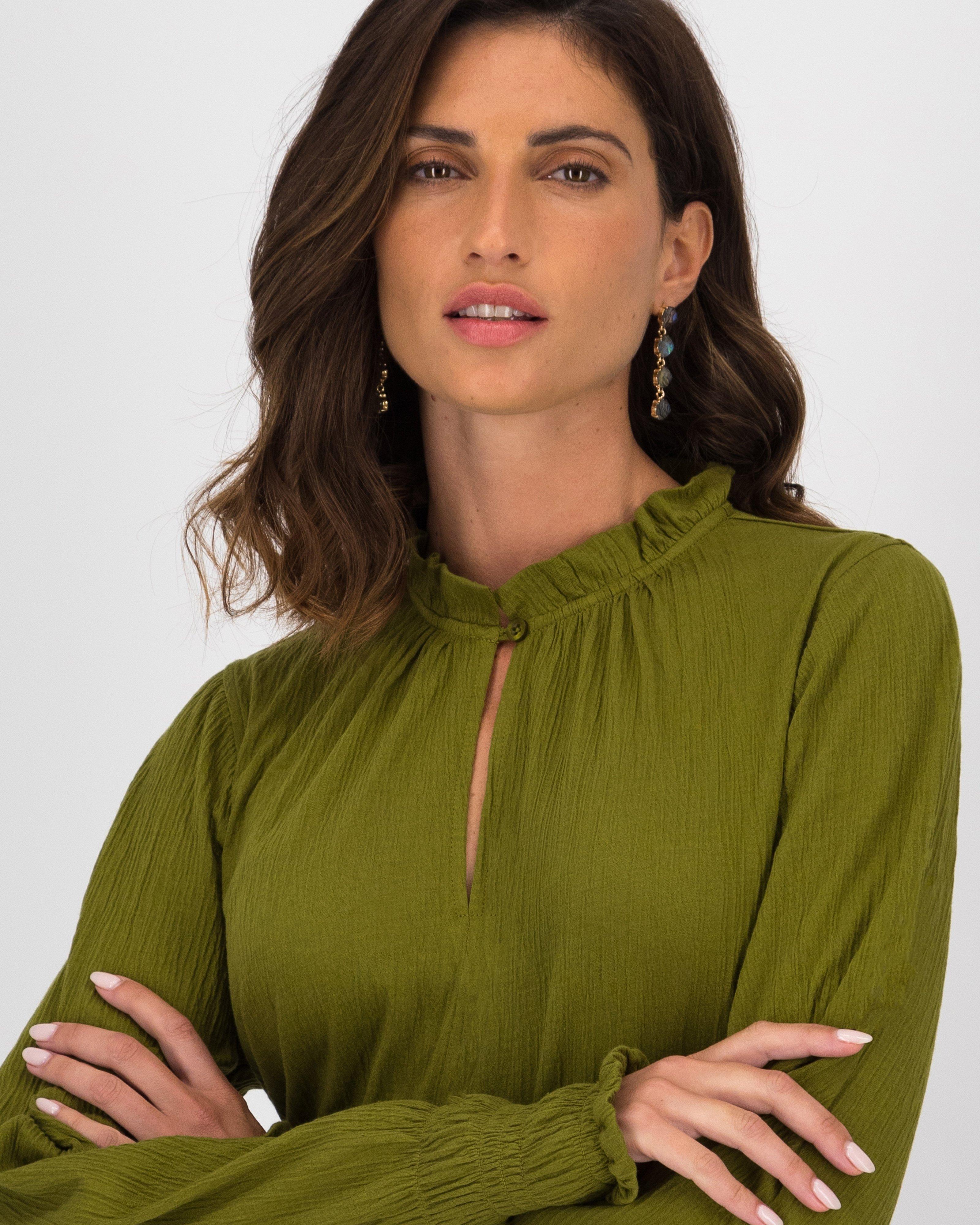 Arden Textured Top -  Olive