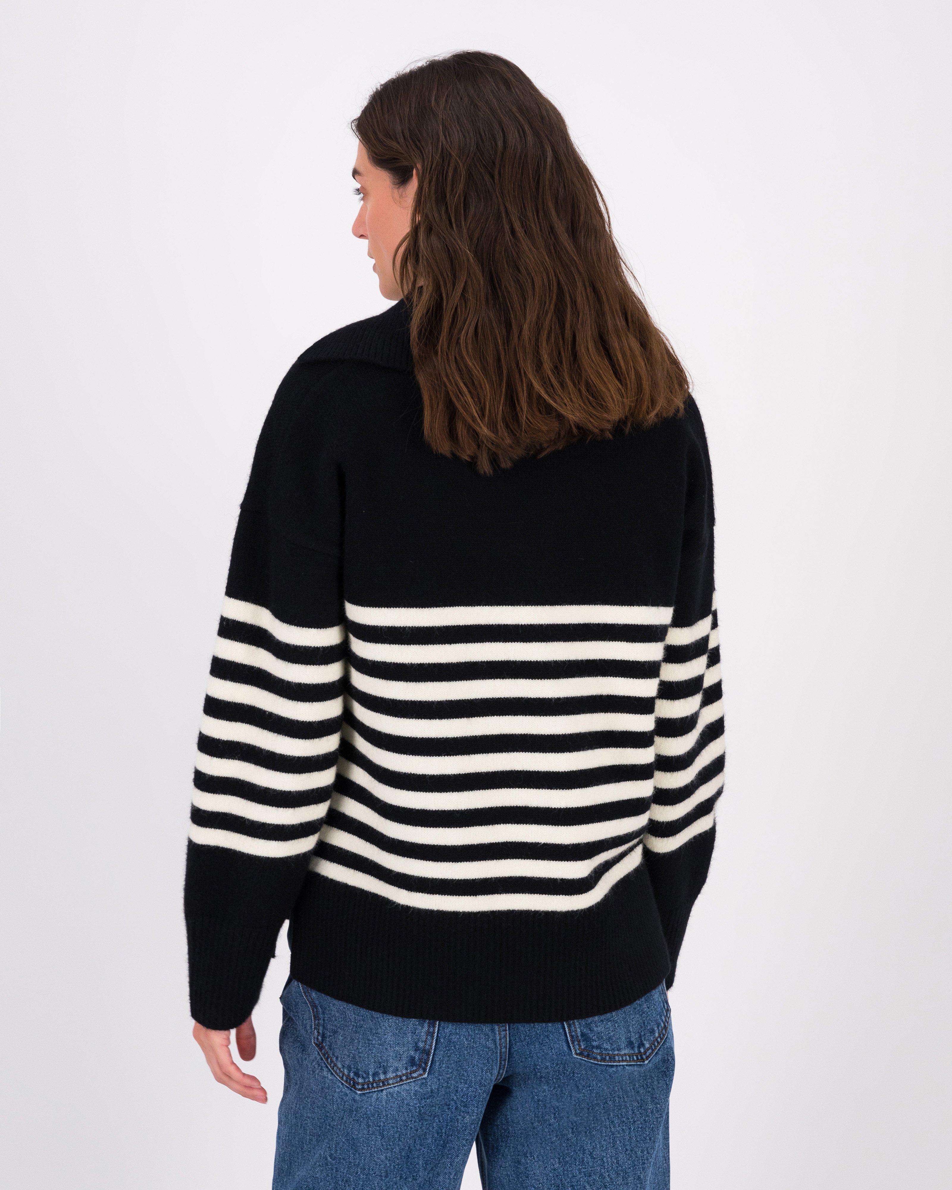 Phillipe Stripe Jumper -  Black