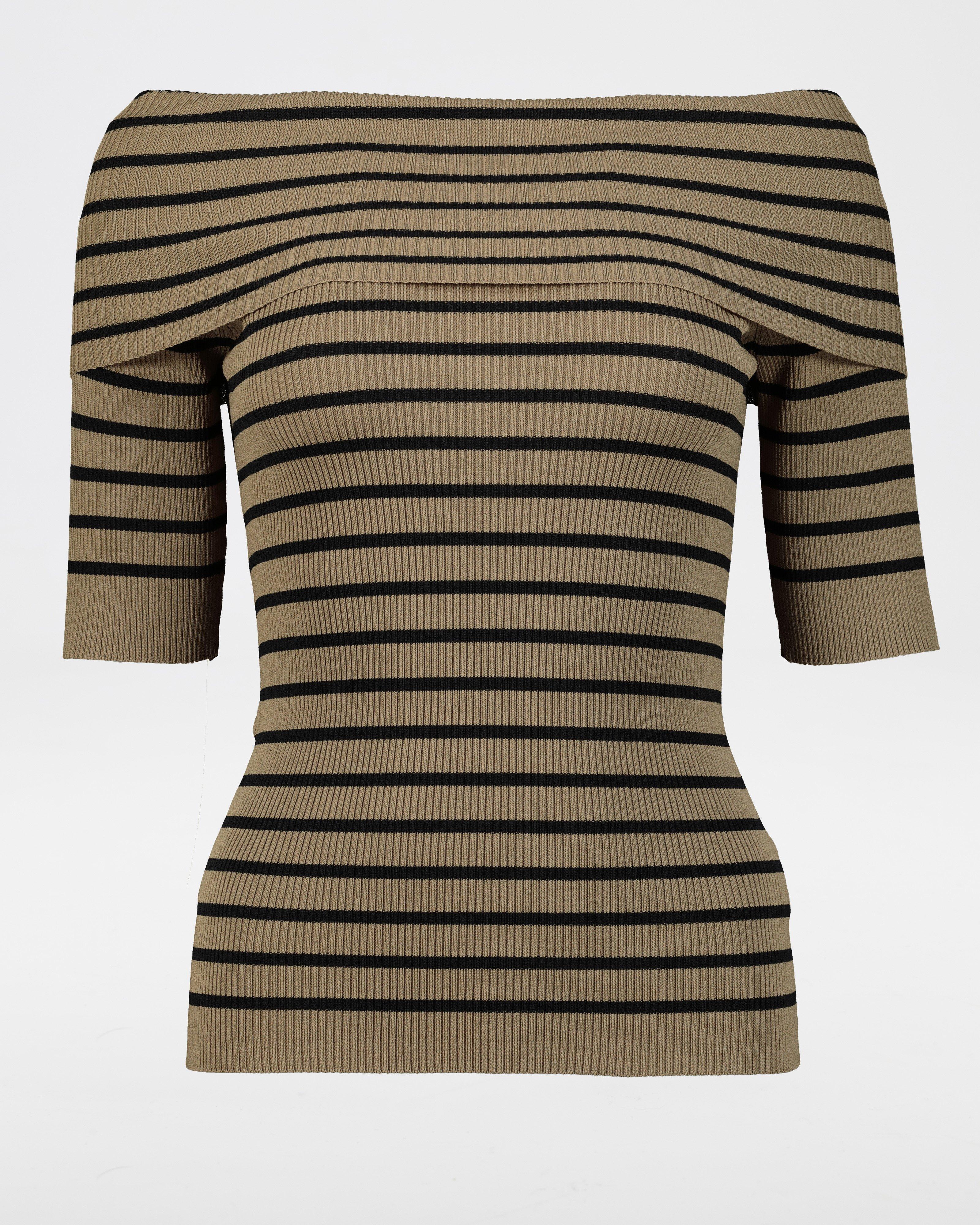 Guilia Stripe Cold-Shoulder Top - Poetry Clothing Store