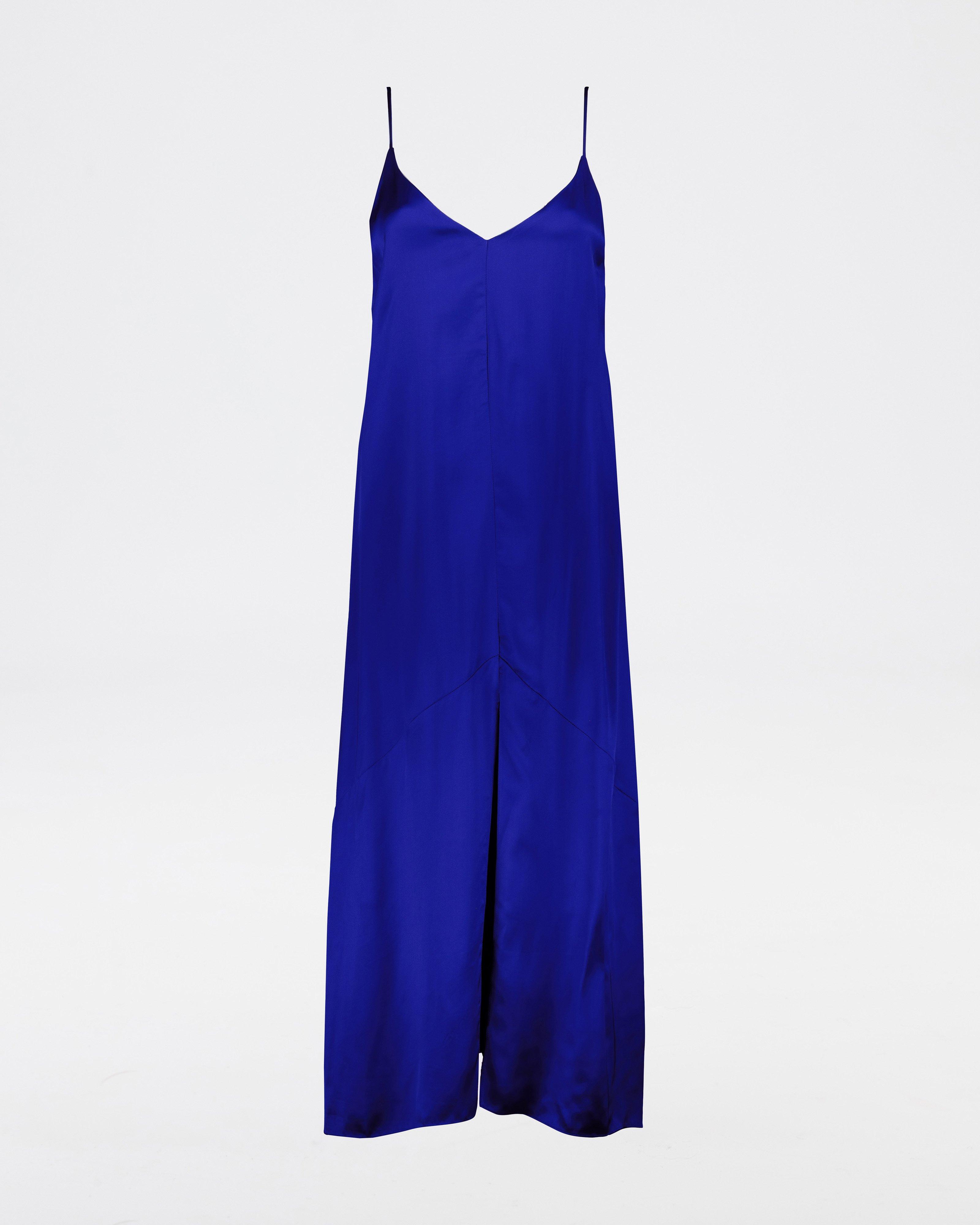 Zinnia Satin Slip Dress -  Blue
