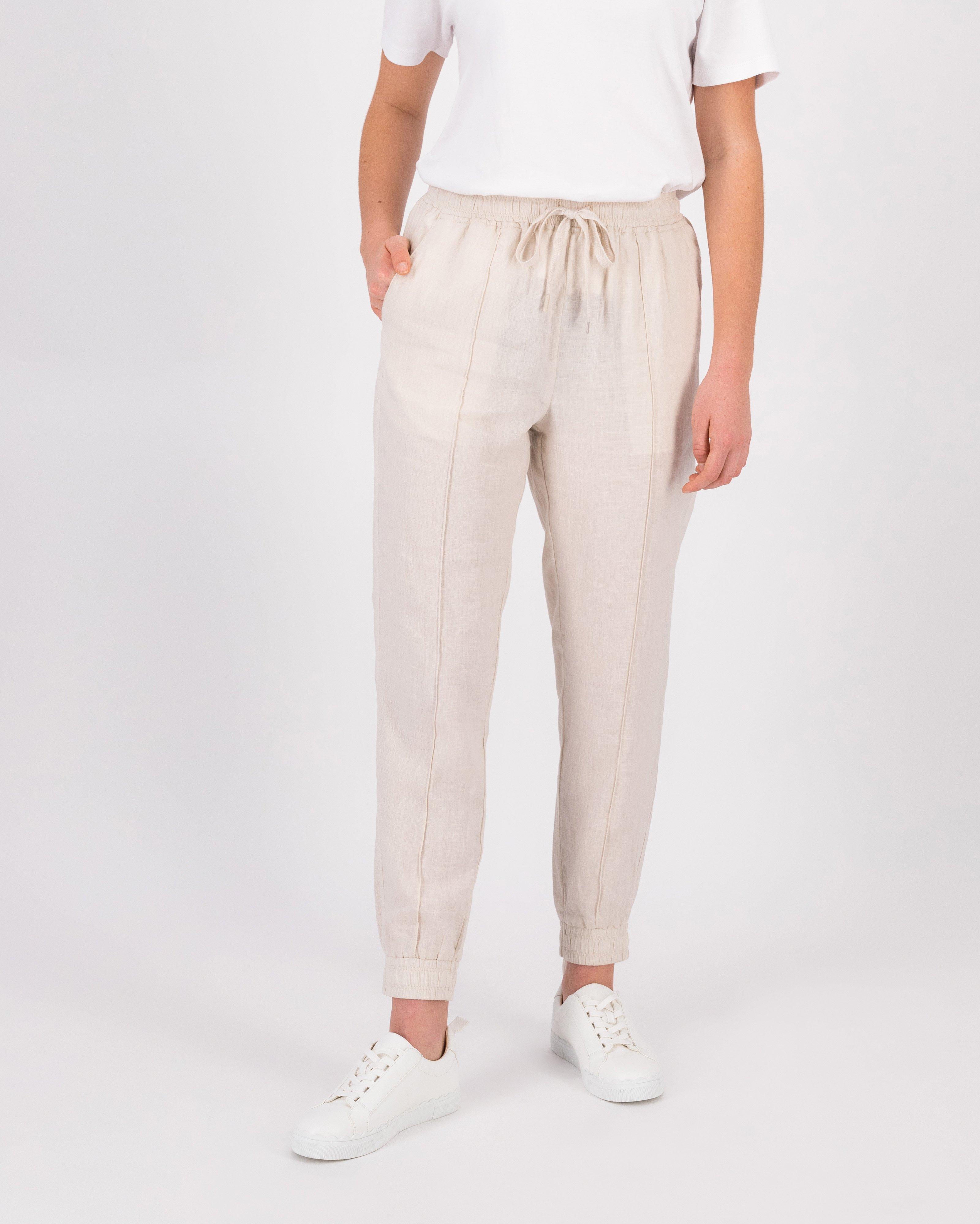 Ladies hot sale linen joggers