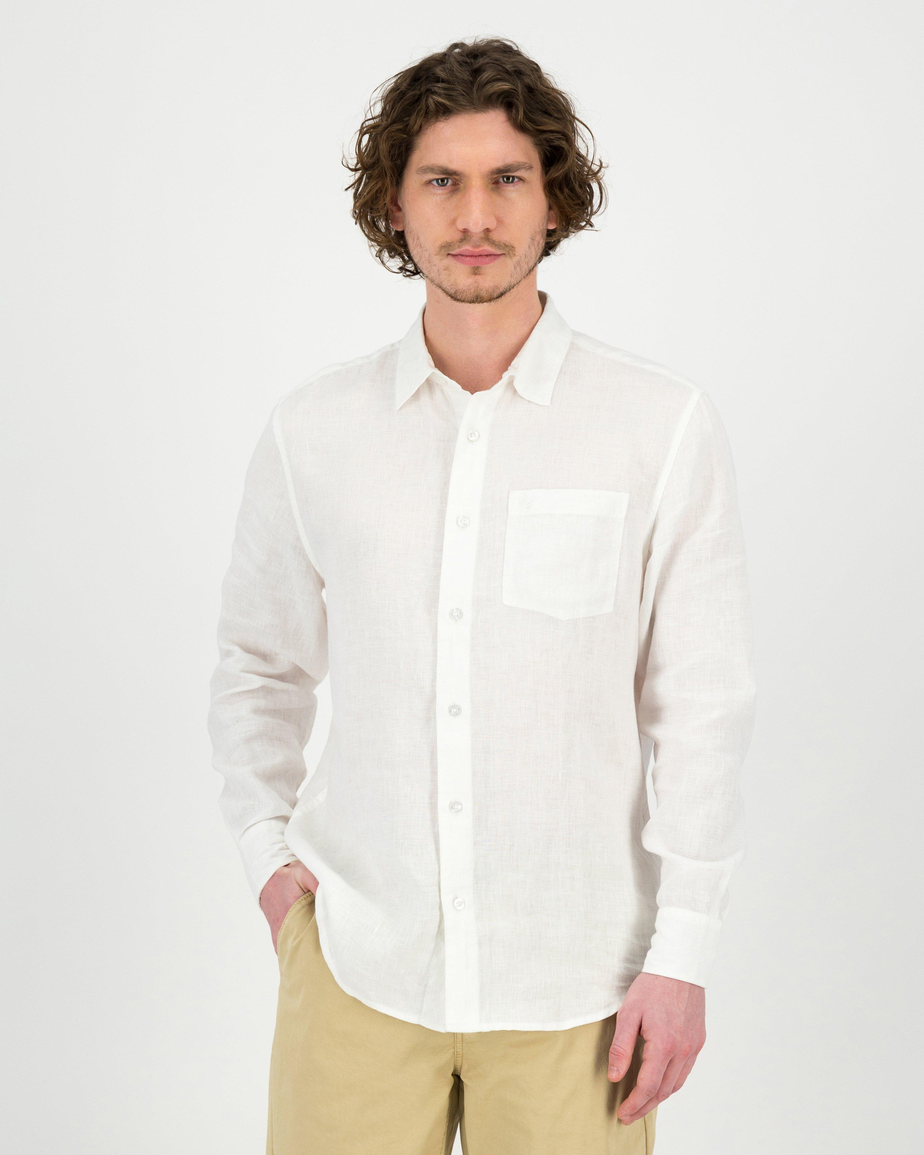 Men's Jesse Regular Fit Linen Shirt -  White