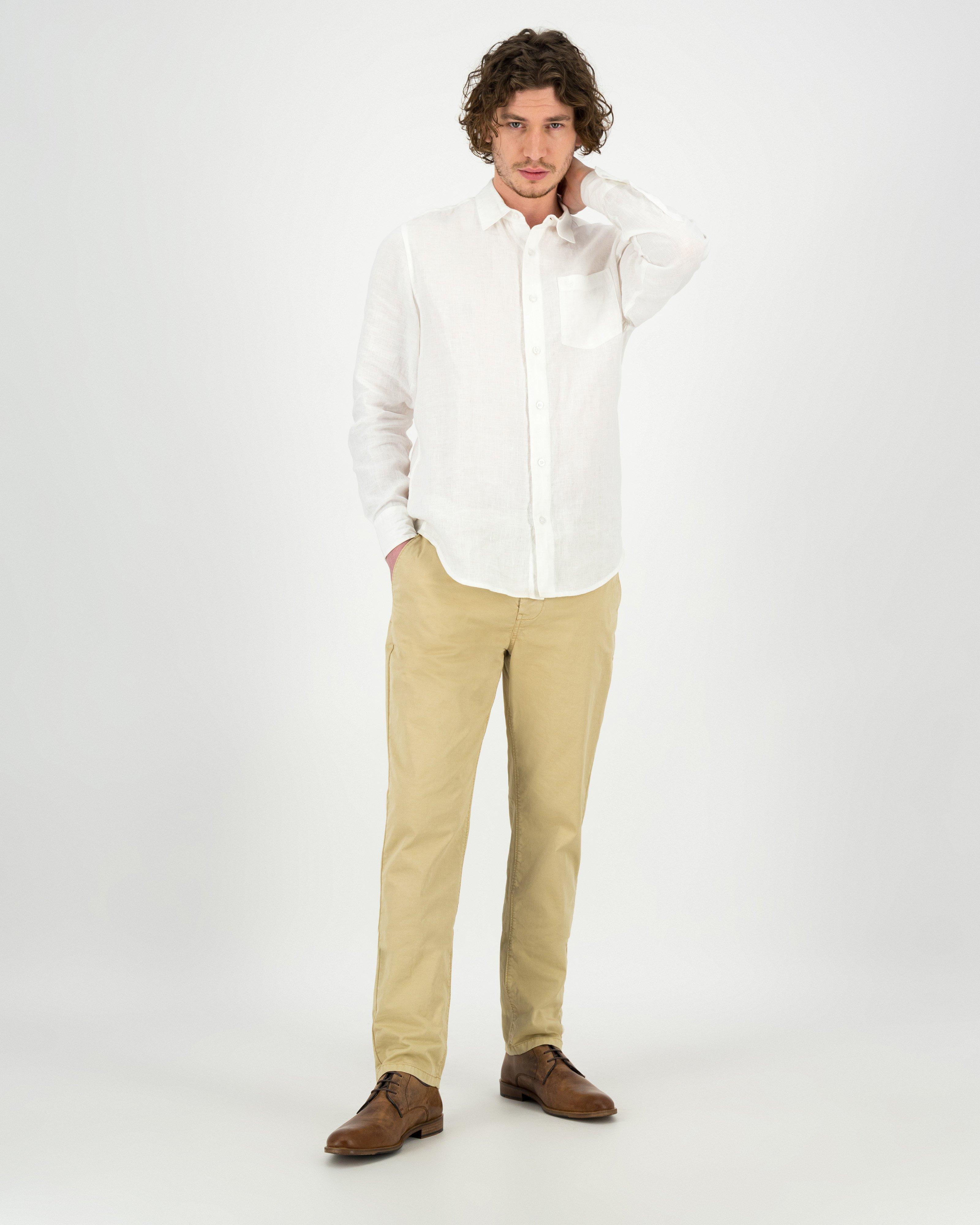 Men's Jesse Regular Fit Linen Shirt -  White