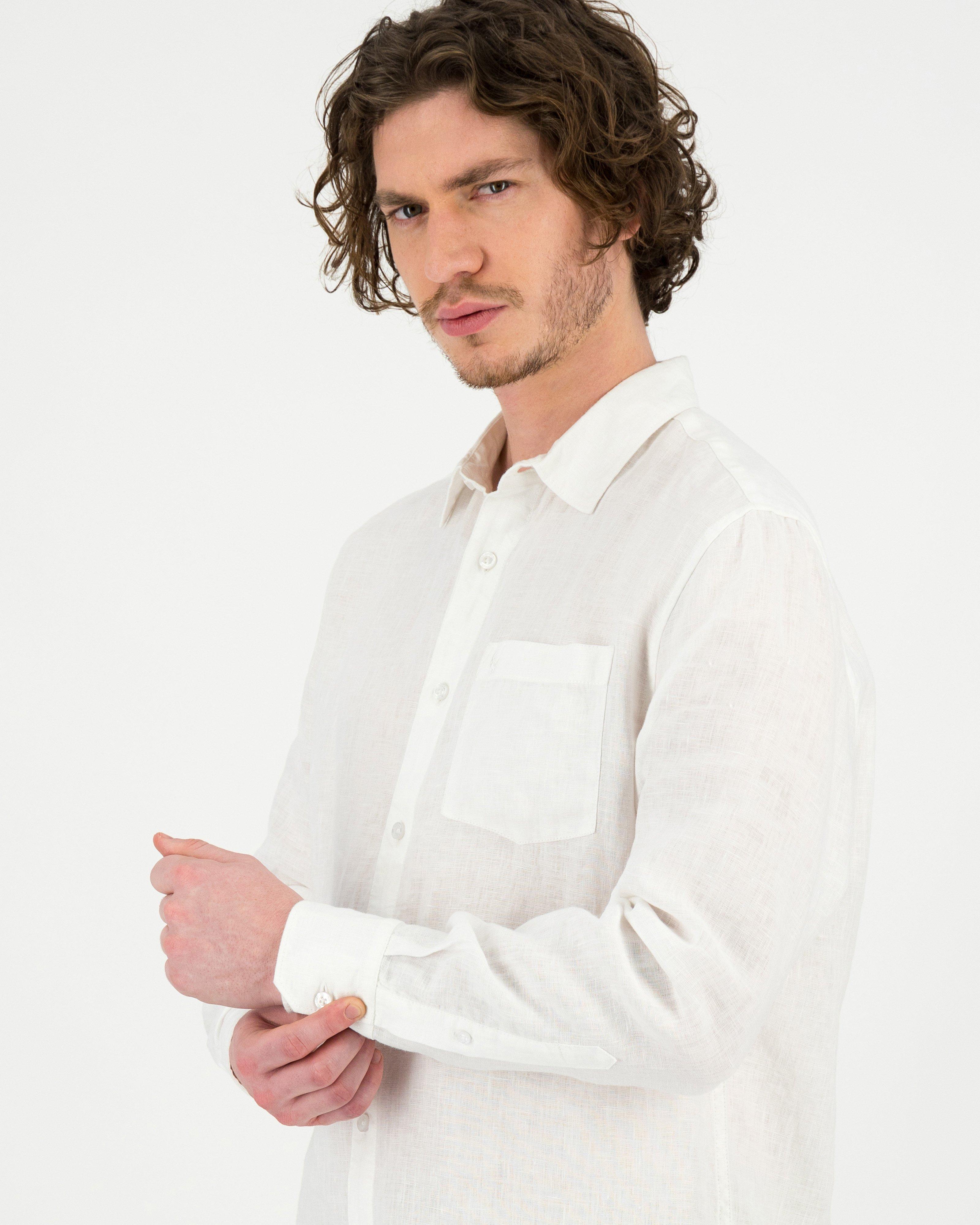 Men's Jesse Regular Fit Linen Shirt -  White