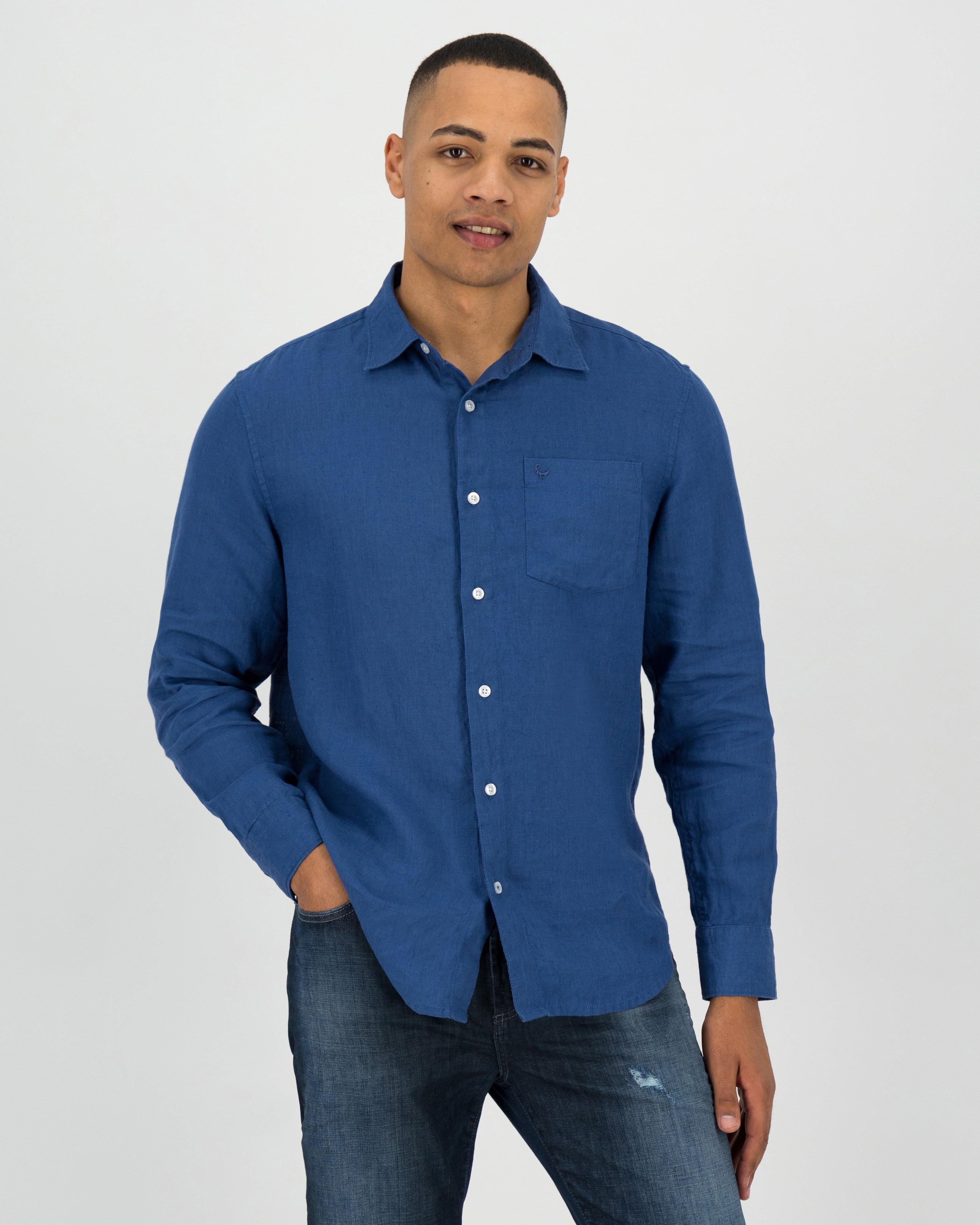 Men's Jesse Regular Fit Linen Shirt -  Navy