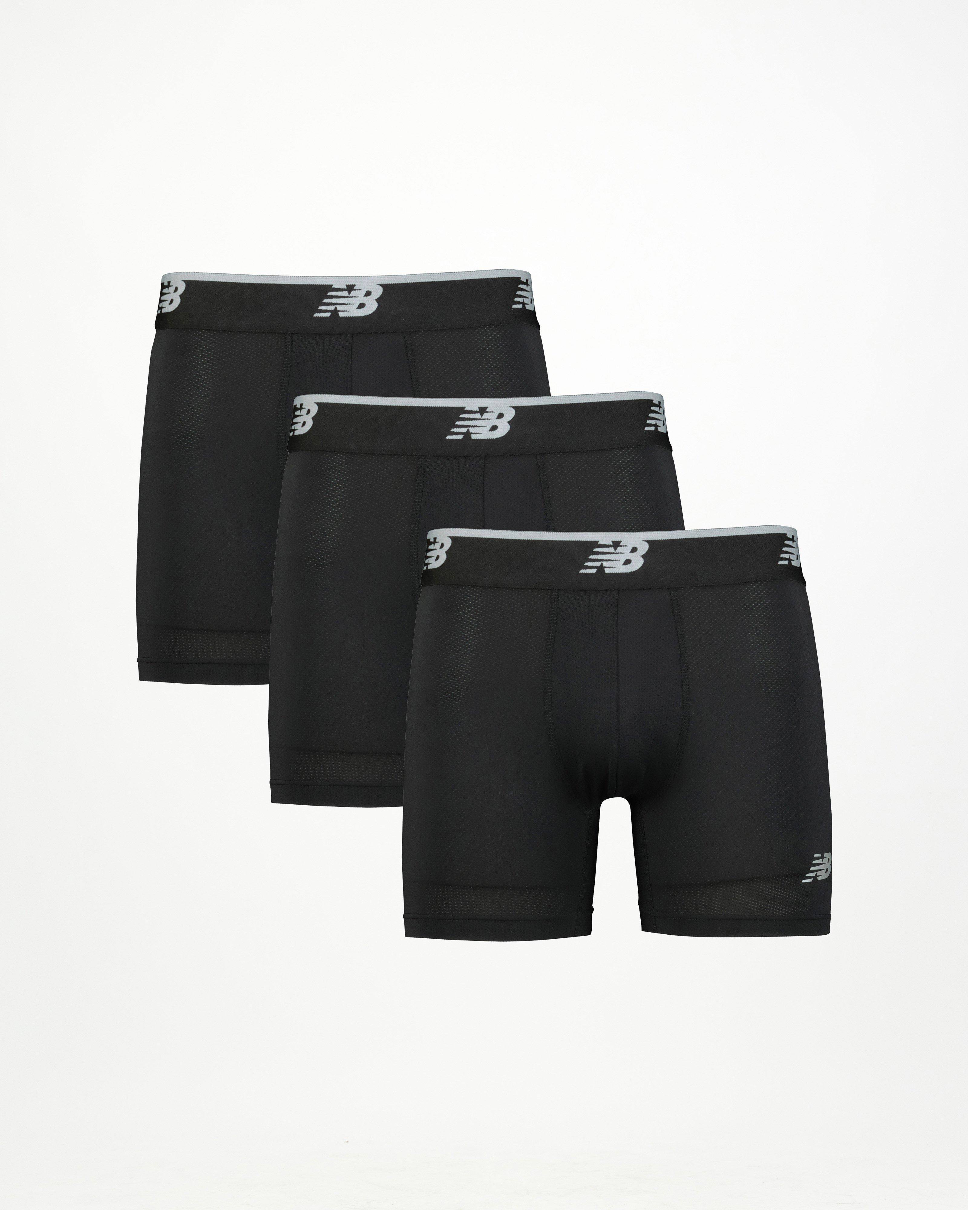 New Balance Men’s 6-inch Boxer Briefs - 3 Pack -  Black