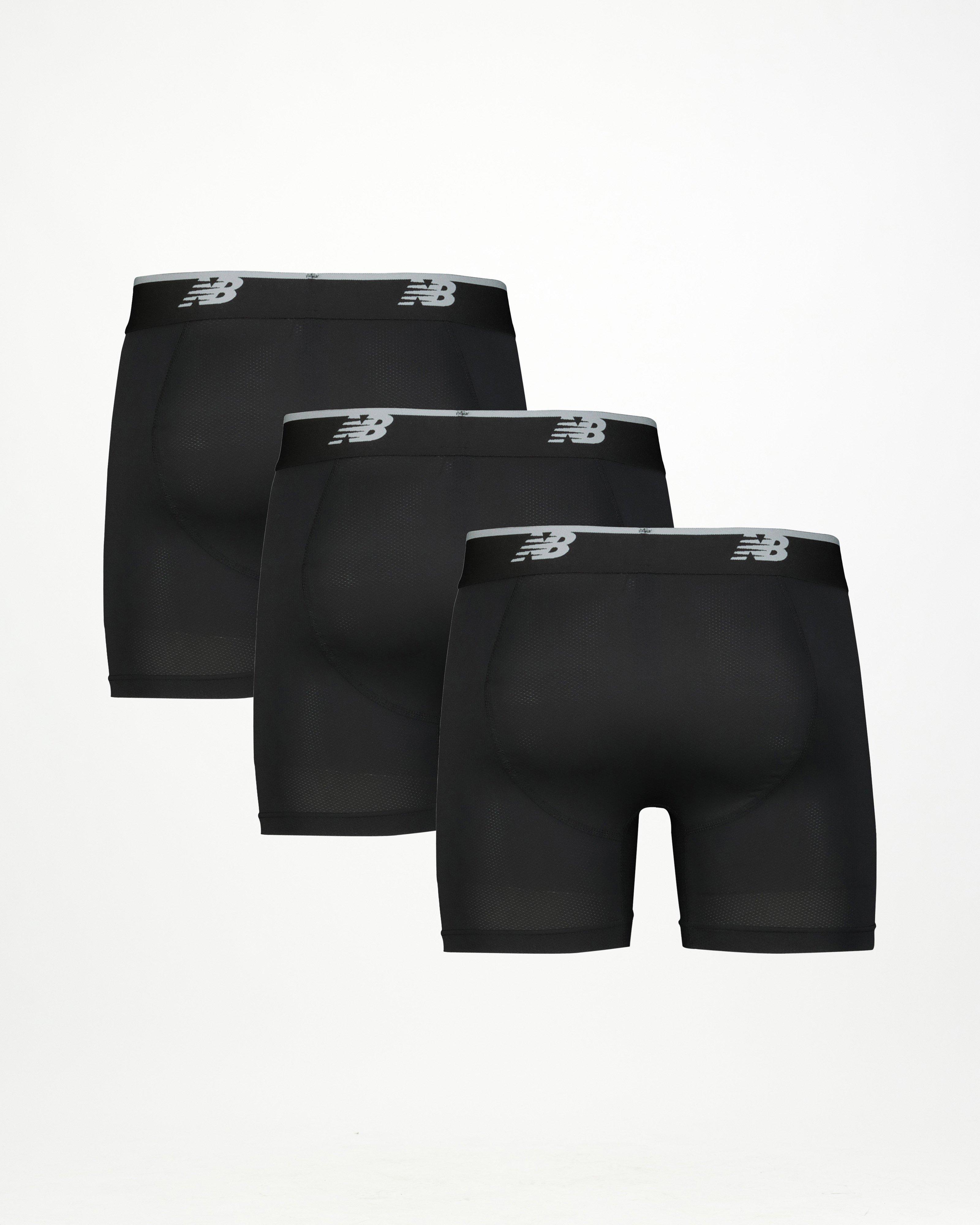 New Balance Men’s 6-inch Boxer Briefs - 3 Pack -  Black