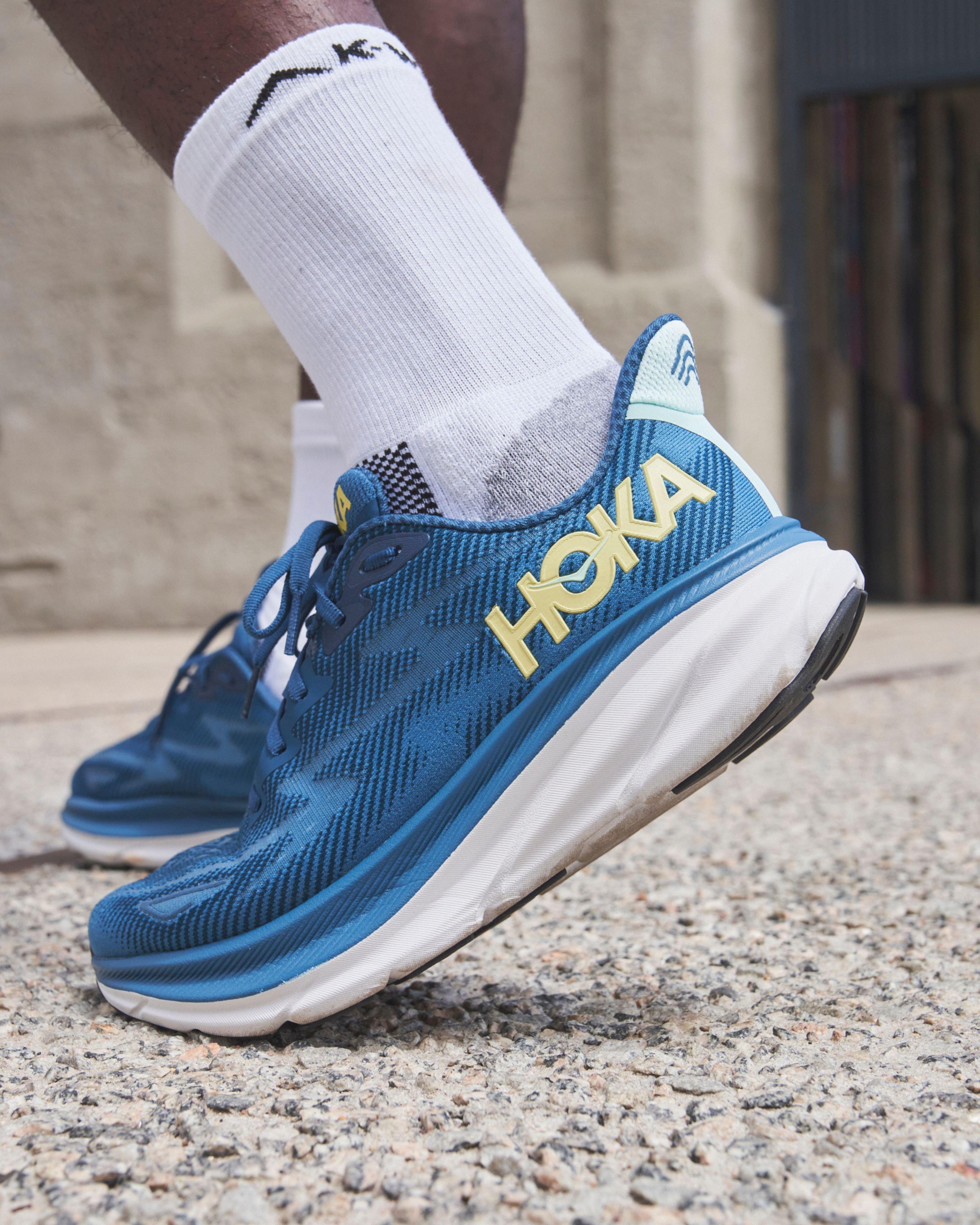 Hoka Clifton 9 One Run Mesh Trainers Triple White Black, Free