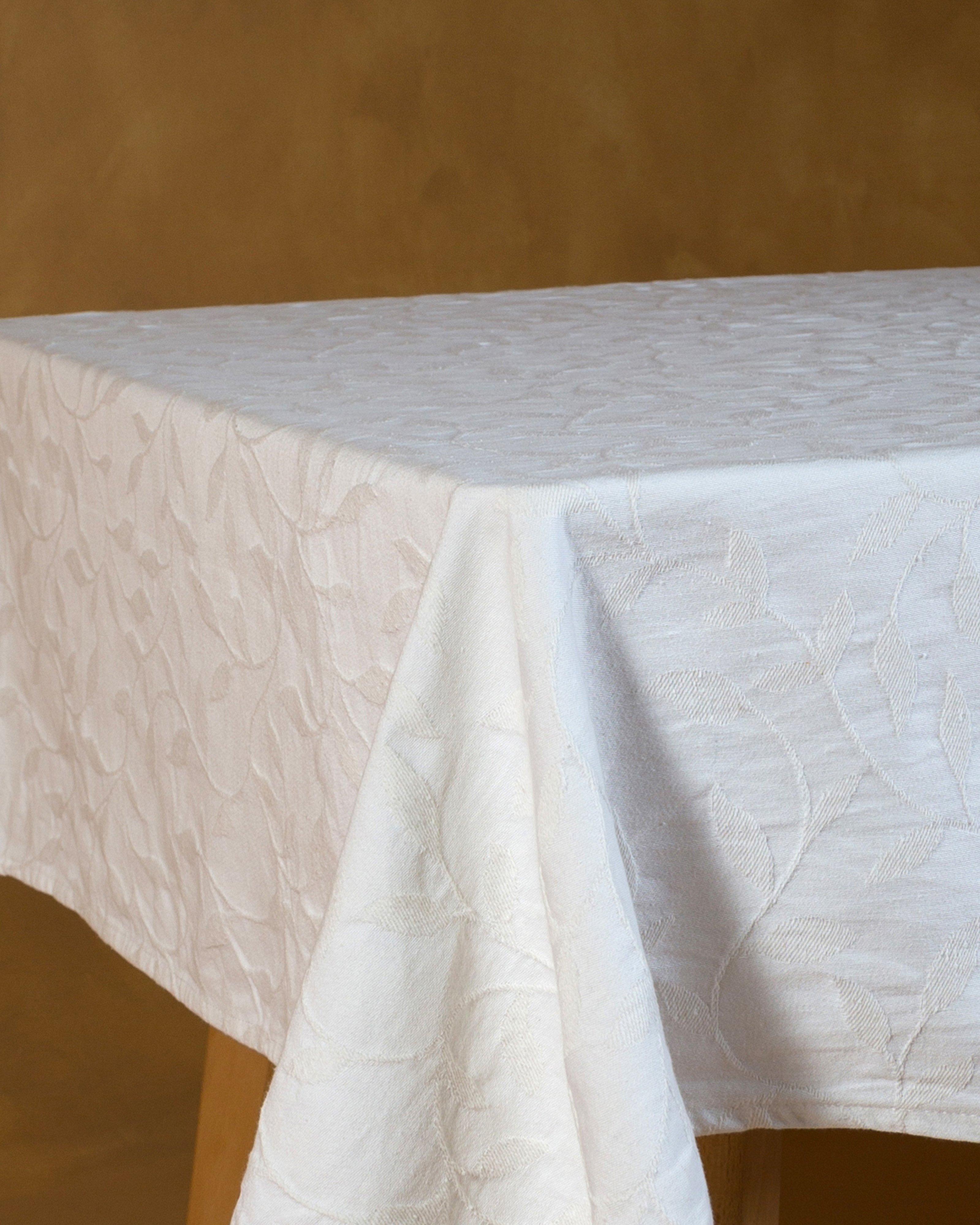 Jacquard Vine Tablecloth -  White
