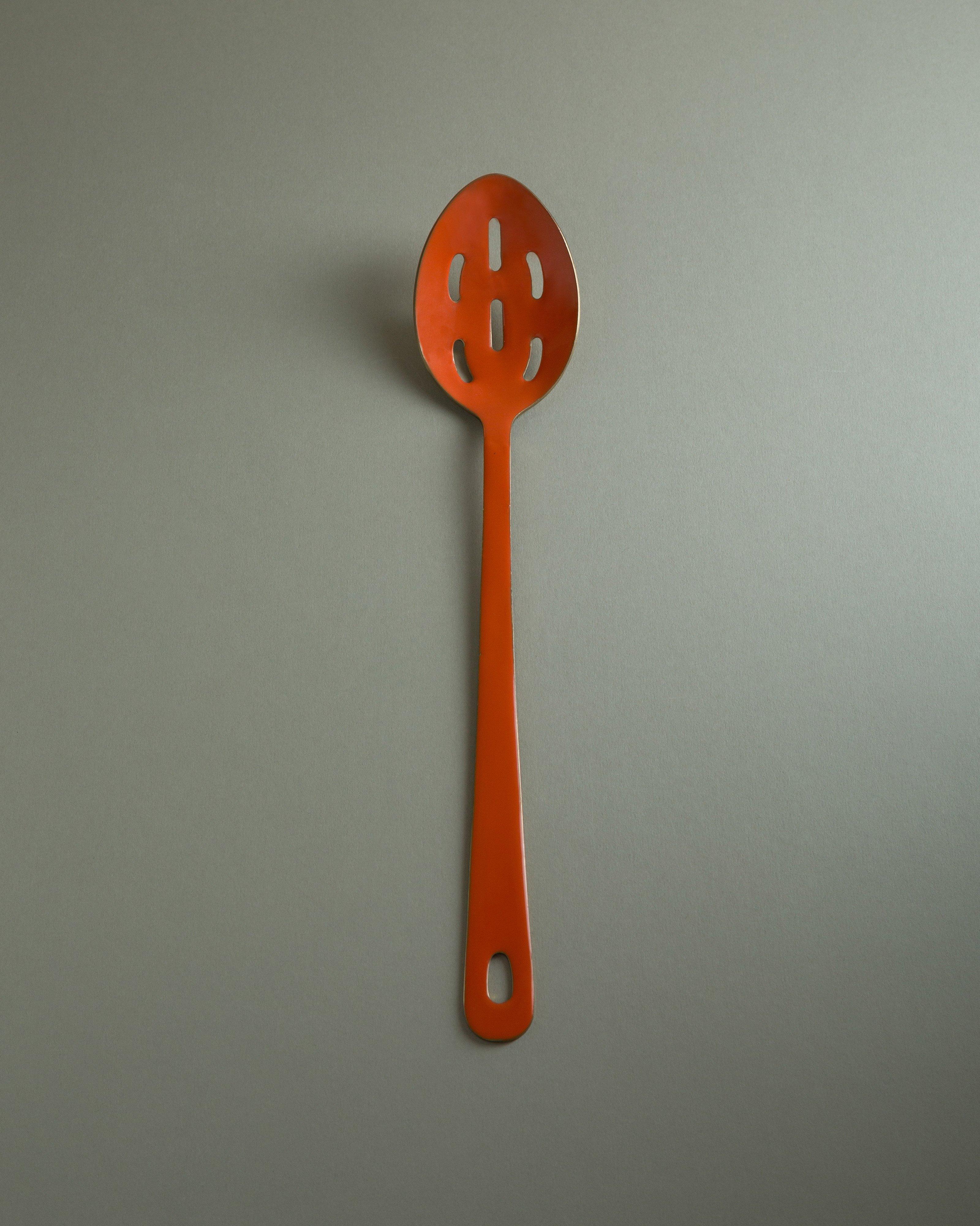 Emma Enamel Slotted Spoon -  Peach