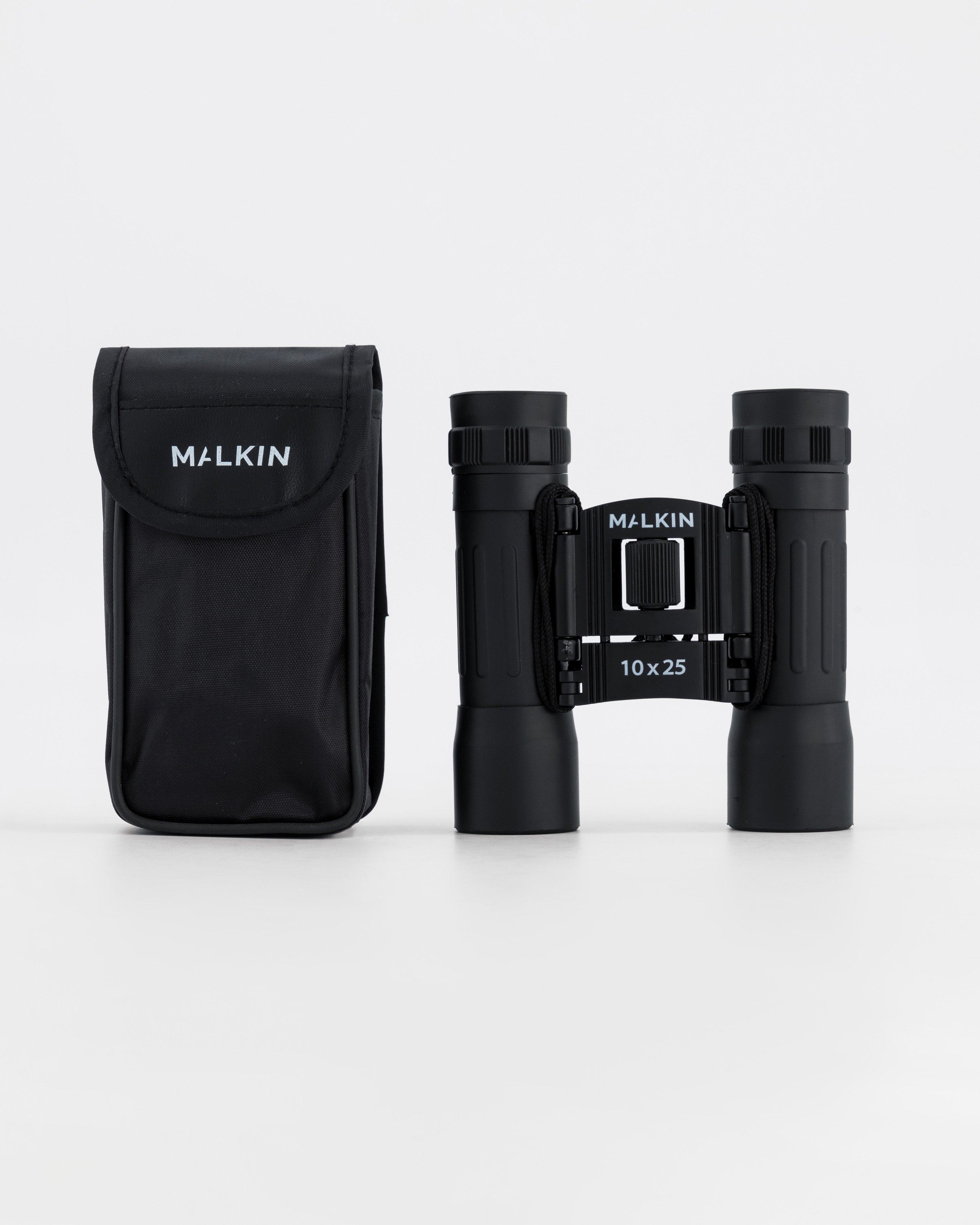 Malkin 10 x 25 Roof Prism Binoculars -  Black