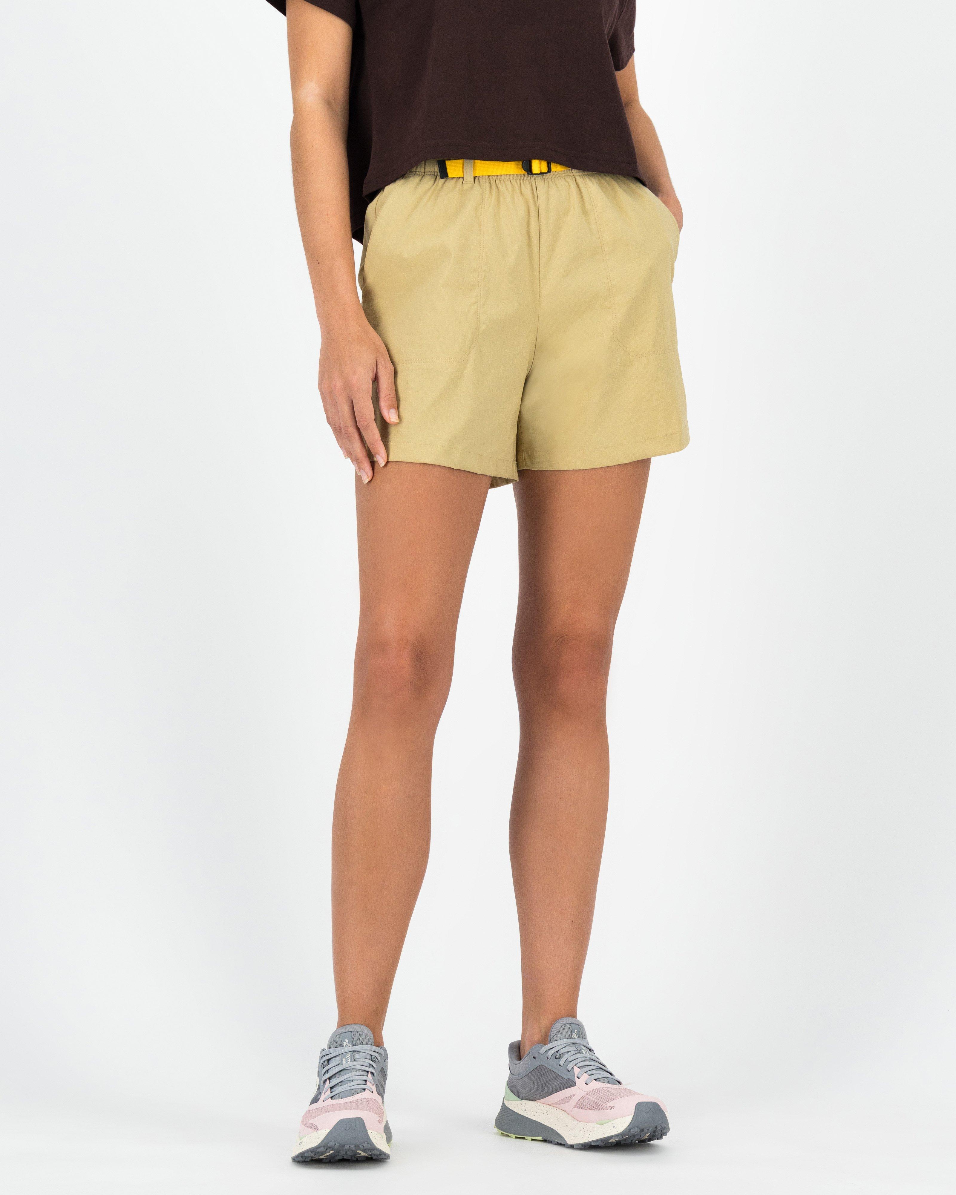 Khaki hot sale belted shorts