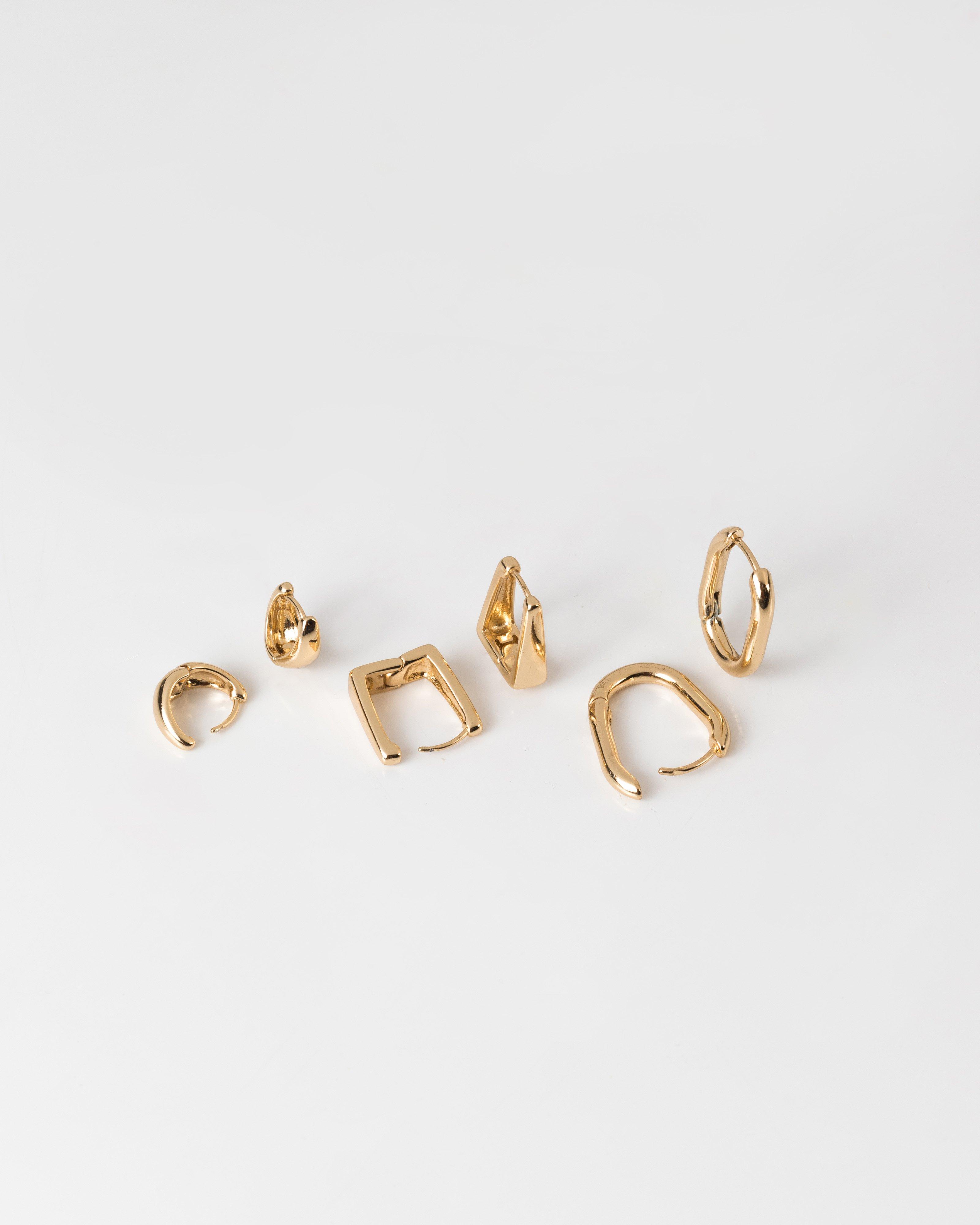 3-Pack Interest Hoop Earring Set -  Gold