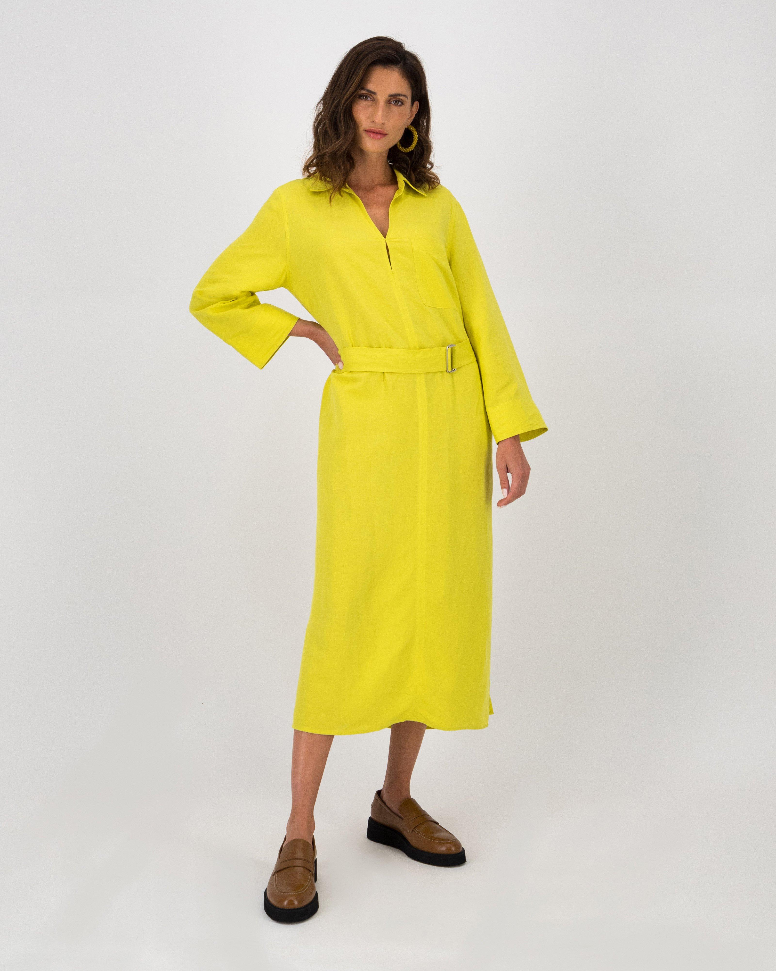 Willow Belted Dress -  Chartreuse
