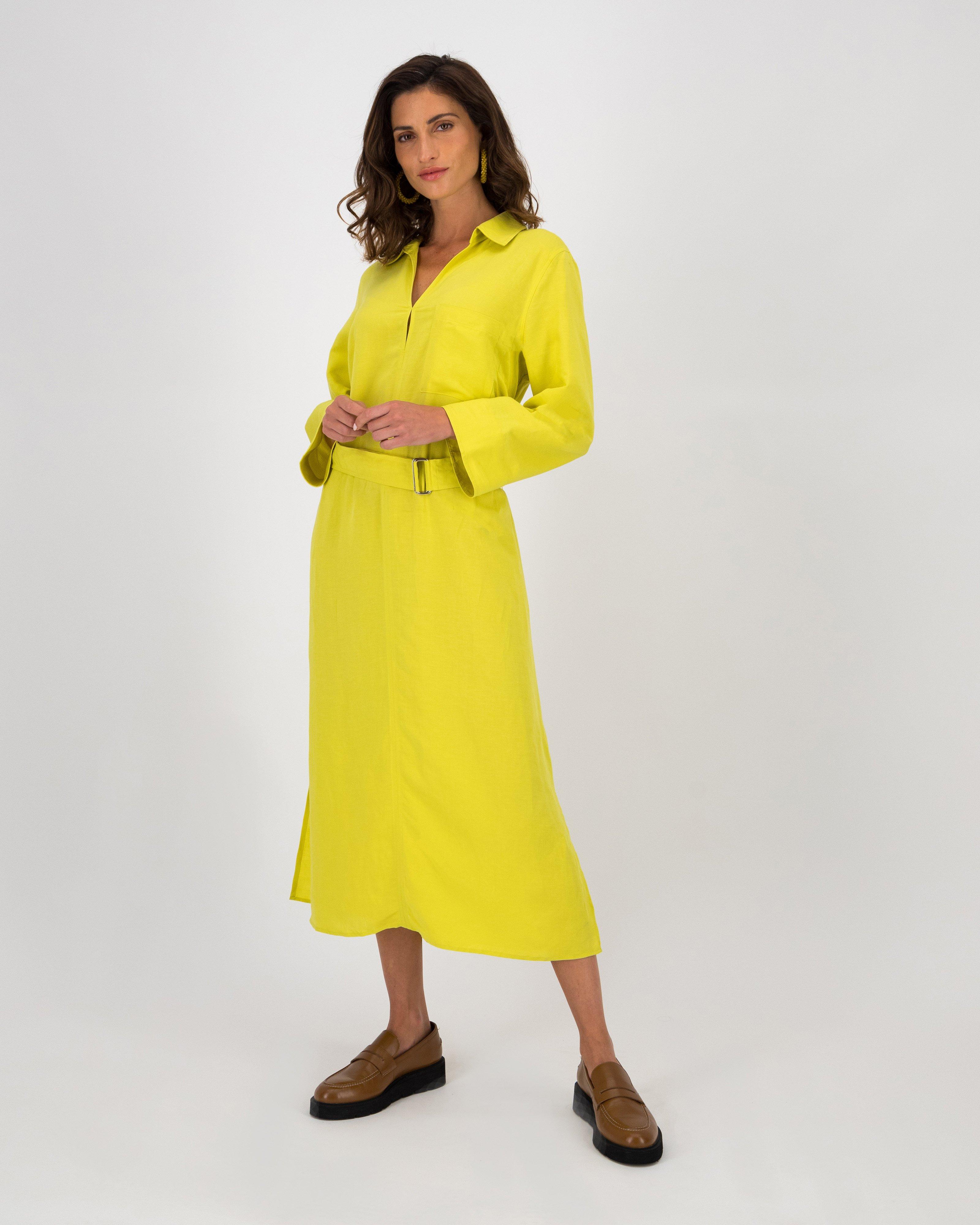 Willow Belted Dress -  Chartreuse