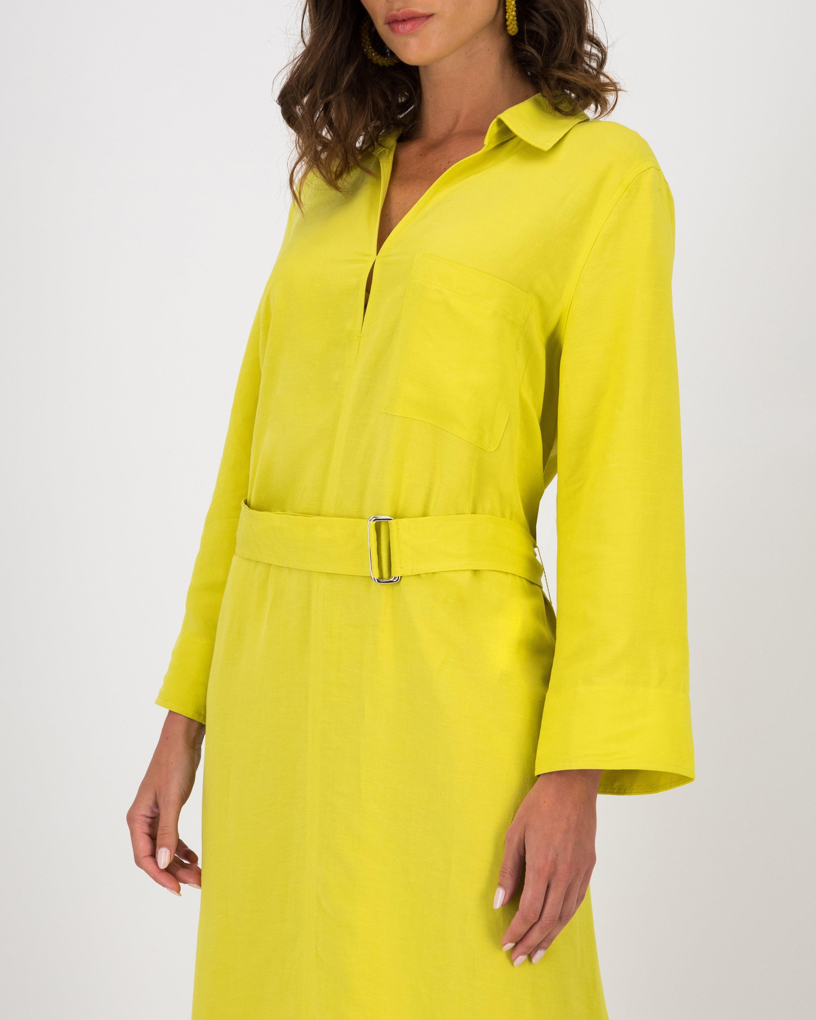 Willow Belted Dress -  Chartreuse