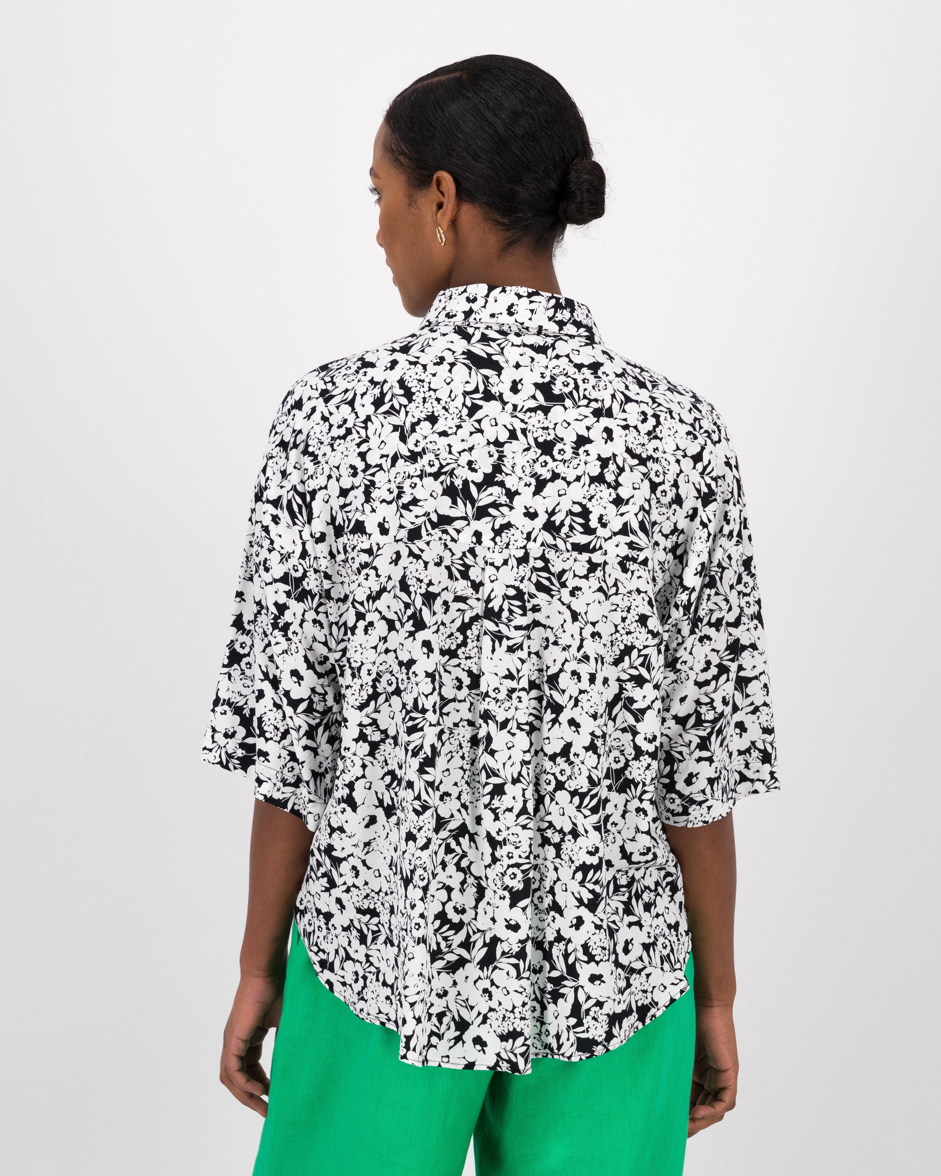 Katalin Floral Blouse -  Black