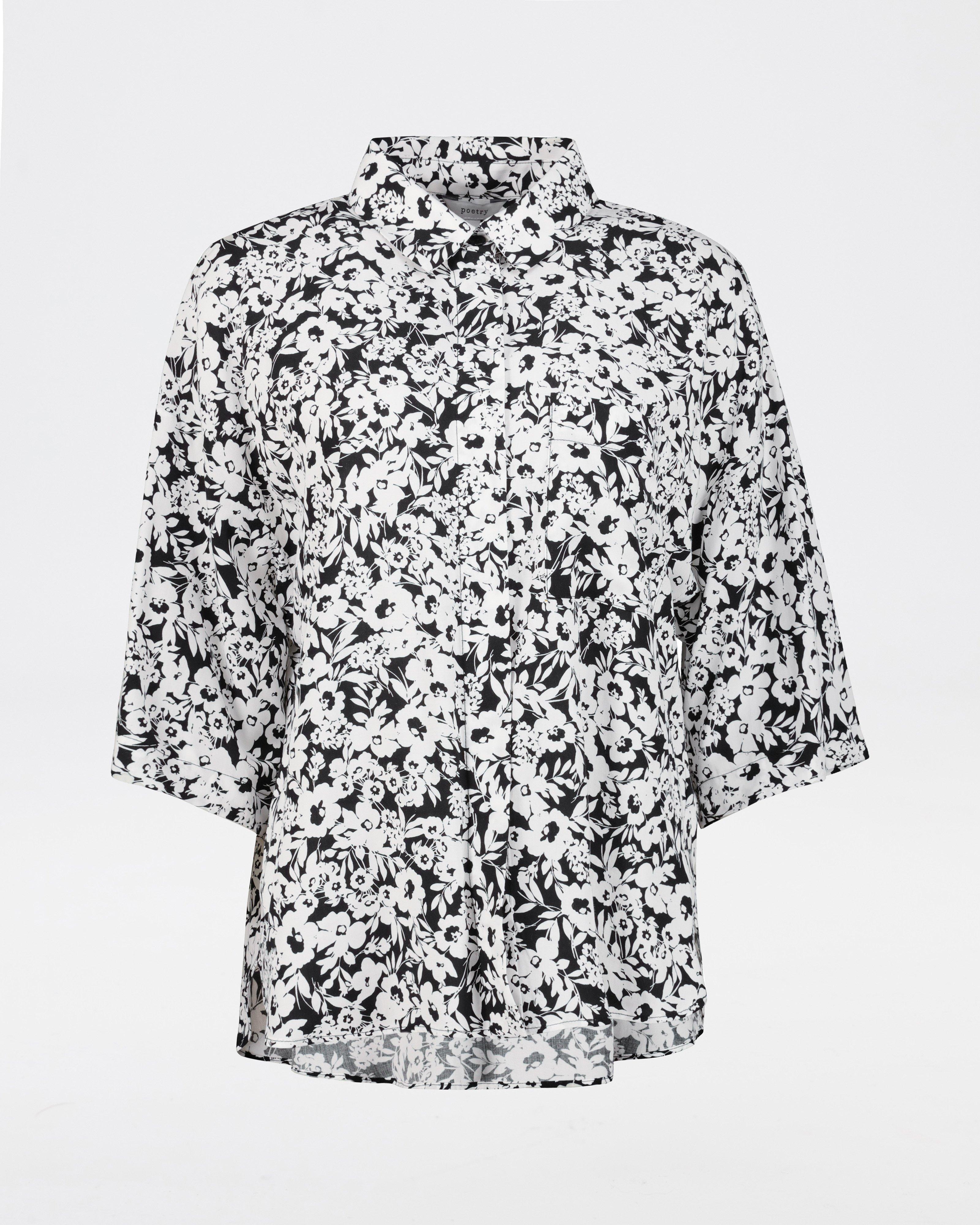 Katalin Floral Blouse -  Black