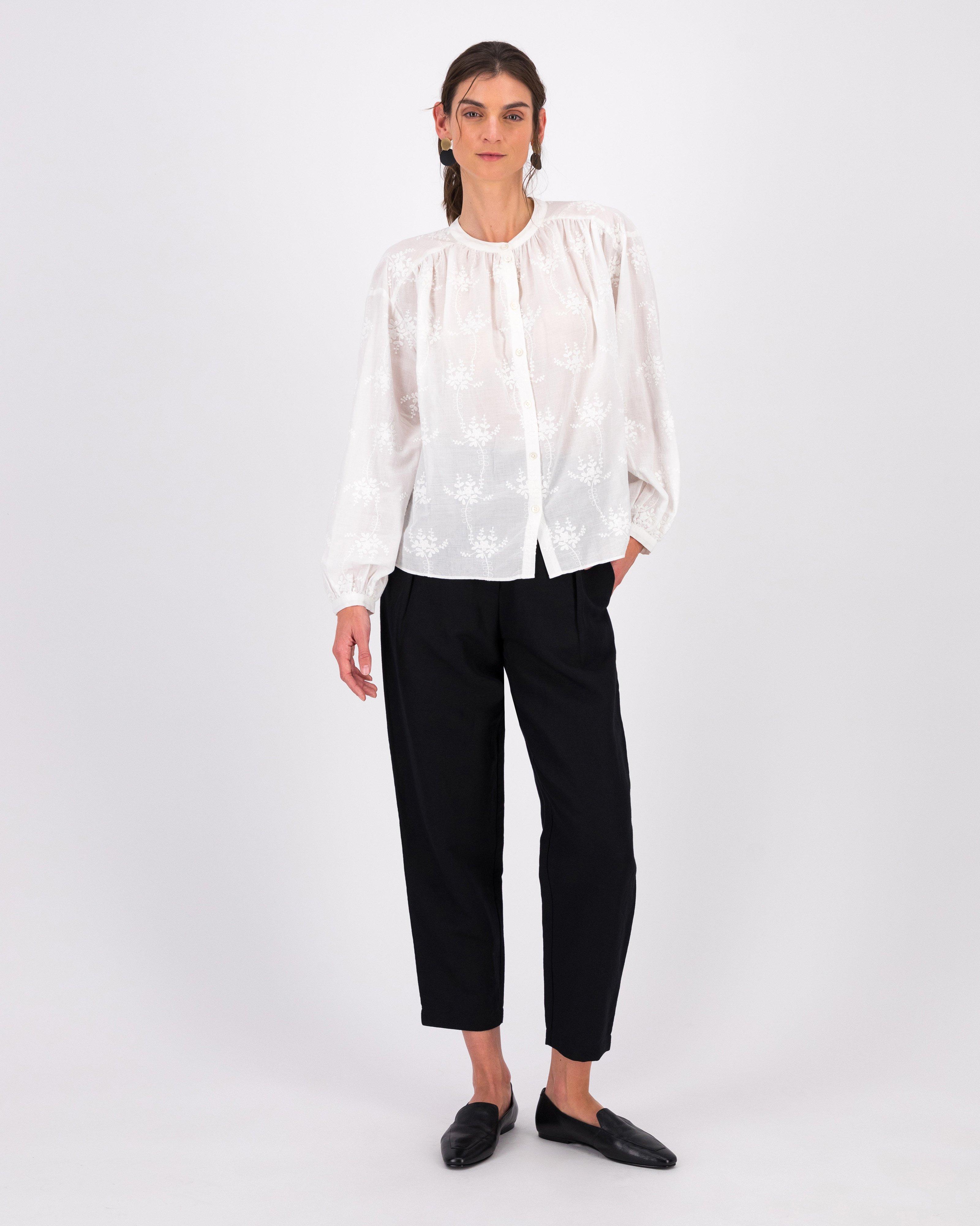 Lydie Embroidered Blouse -  White