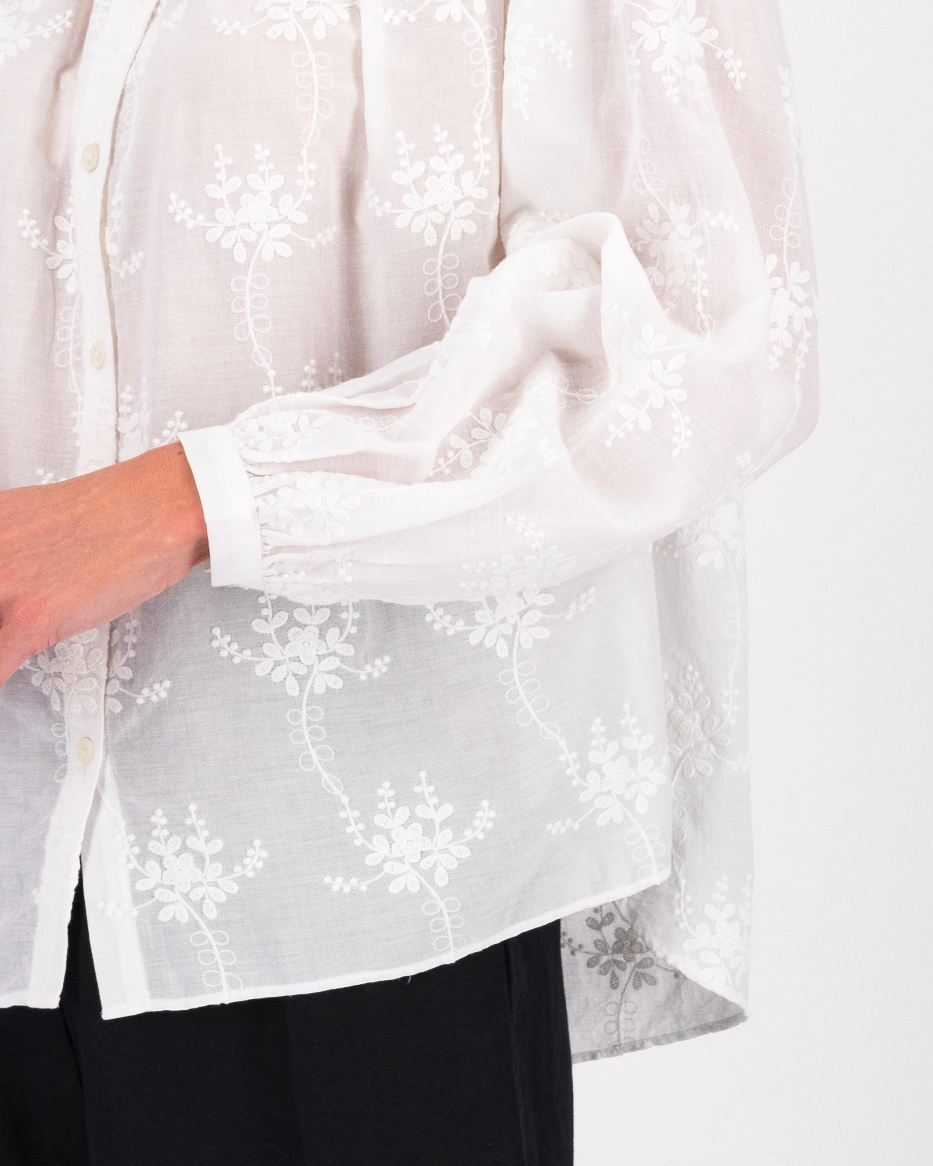 Lydie Embroidered Blouse -  White