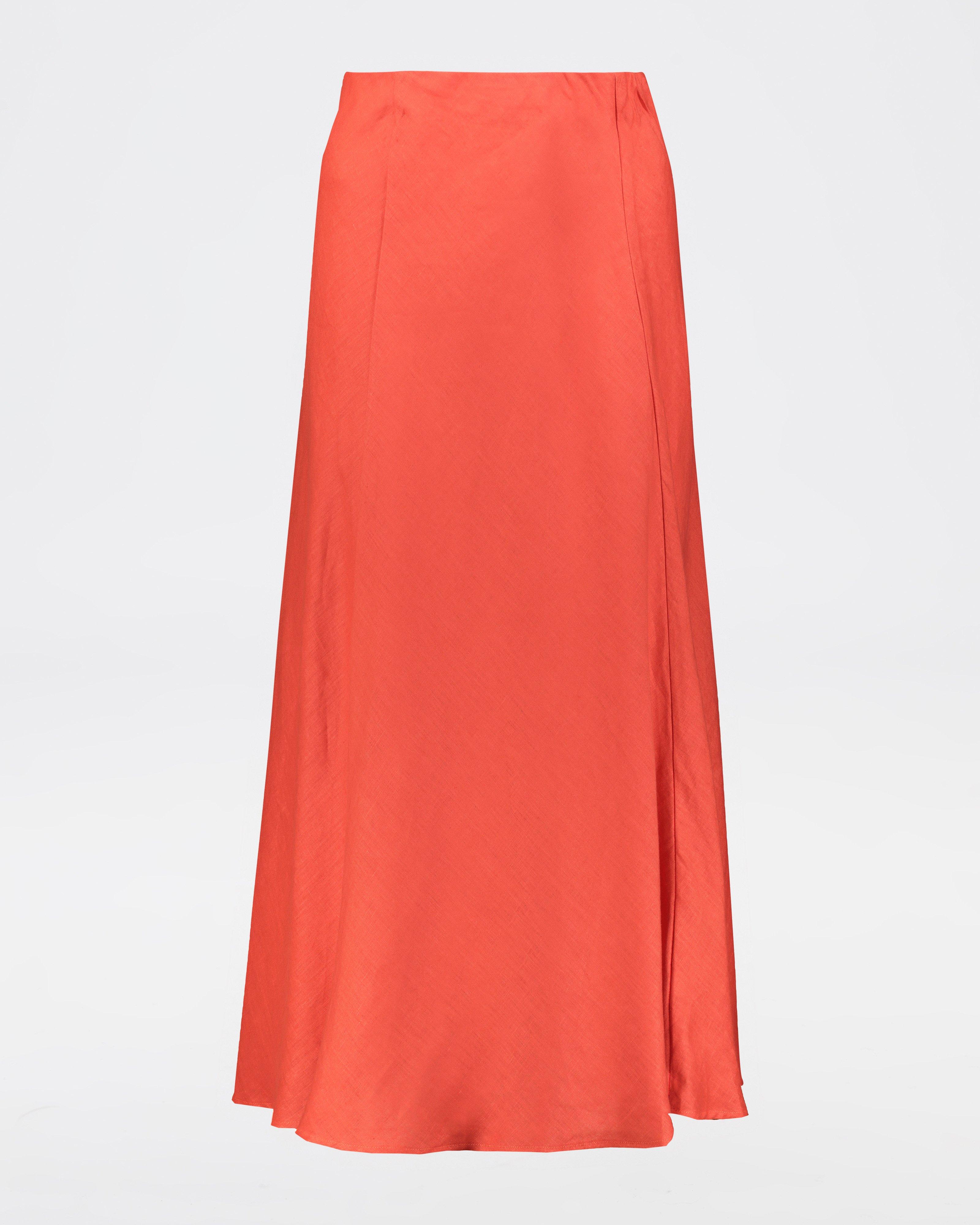 Flora Linen Skirt -  Coral
