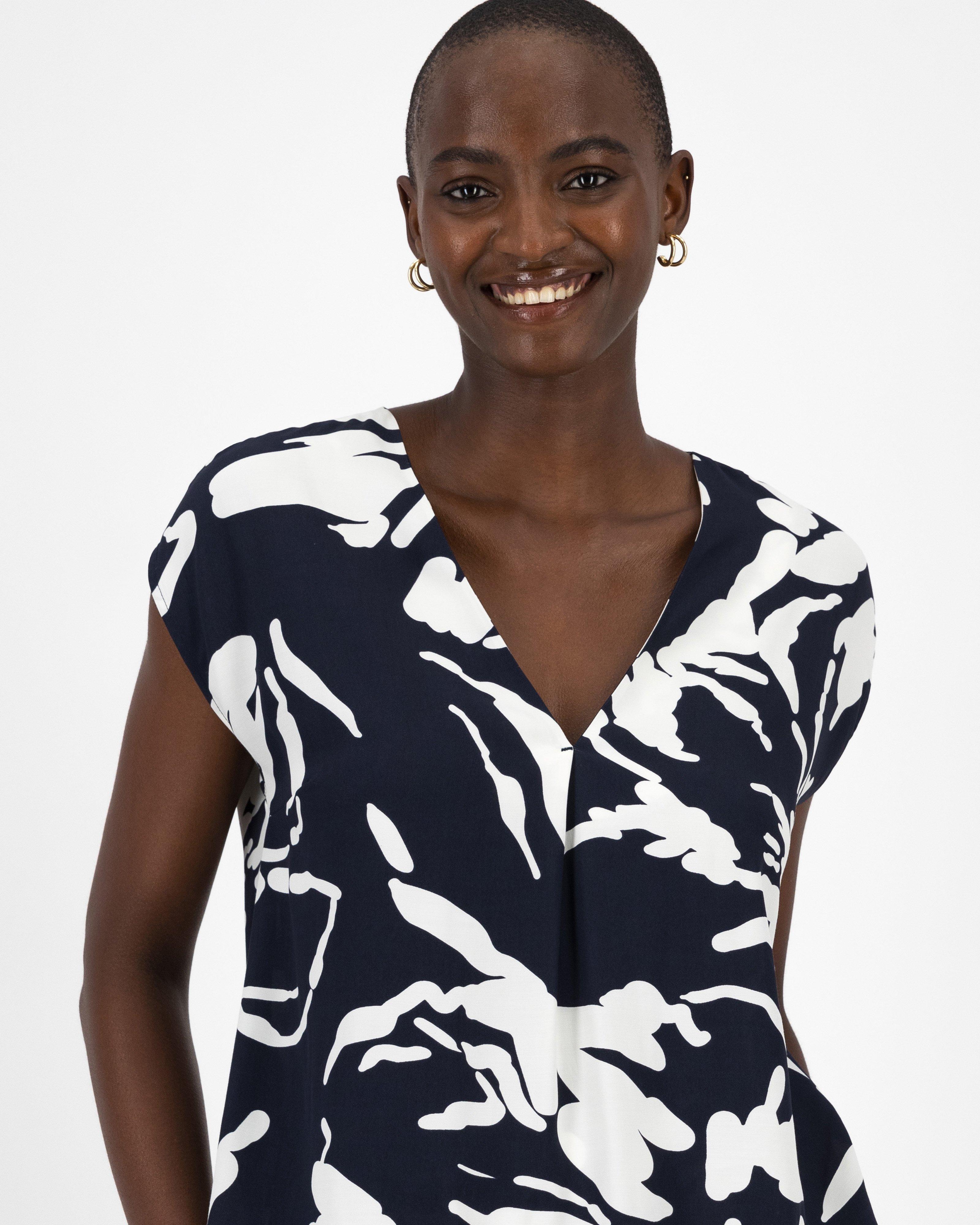 Valerie Woven Top -  Navy