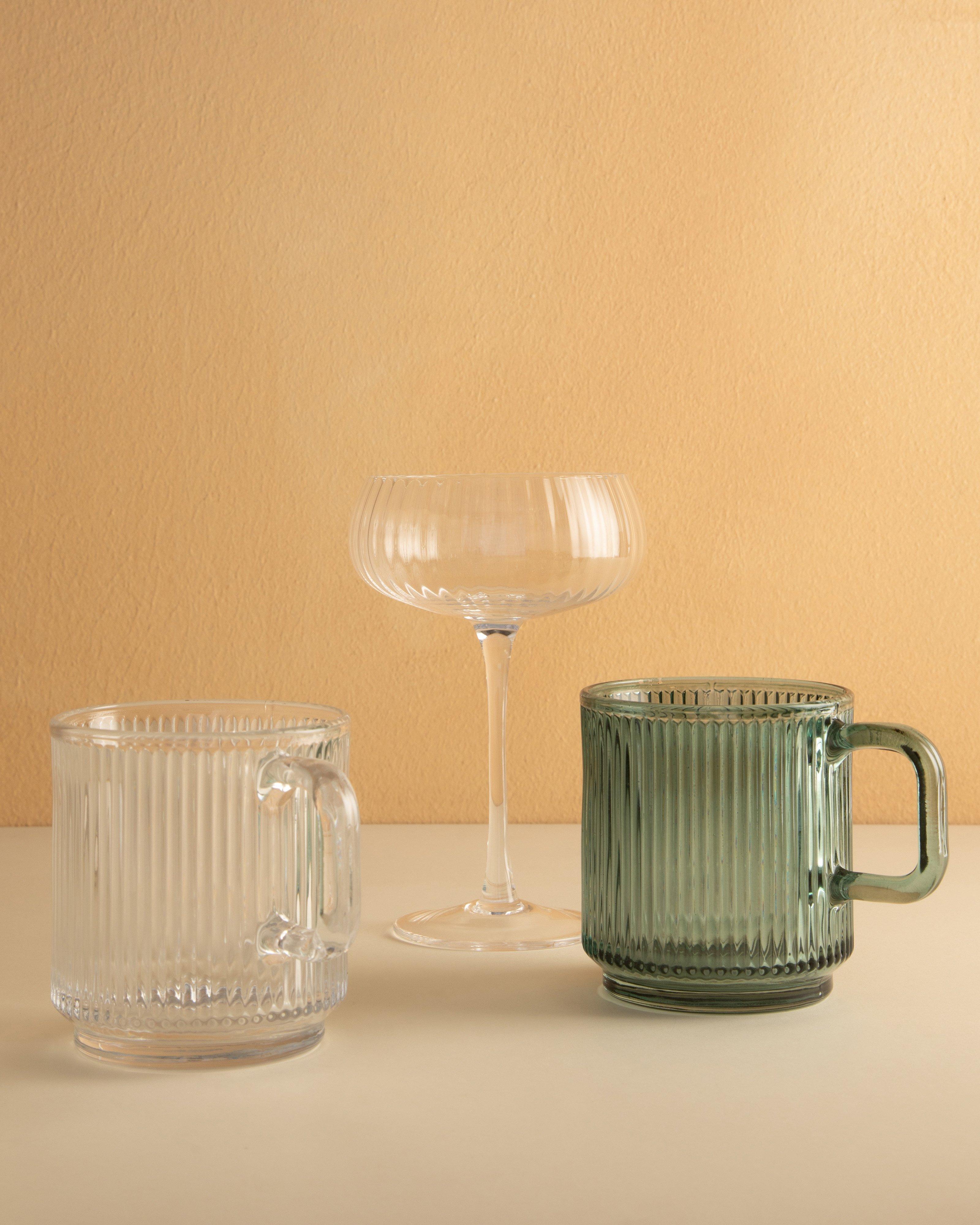 Ribbed Glass Mug -  No Colour