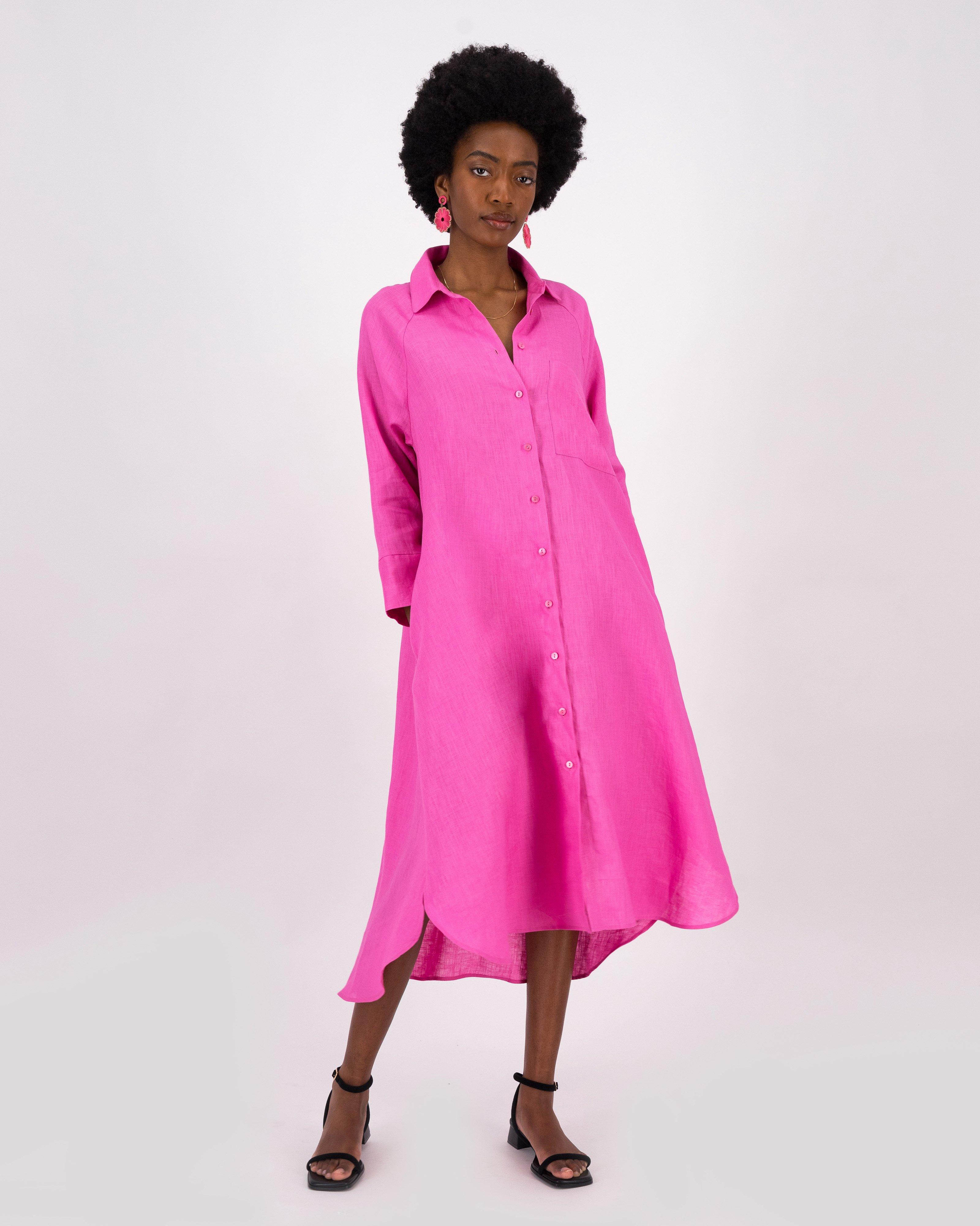 Pink clearance linen dress