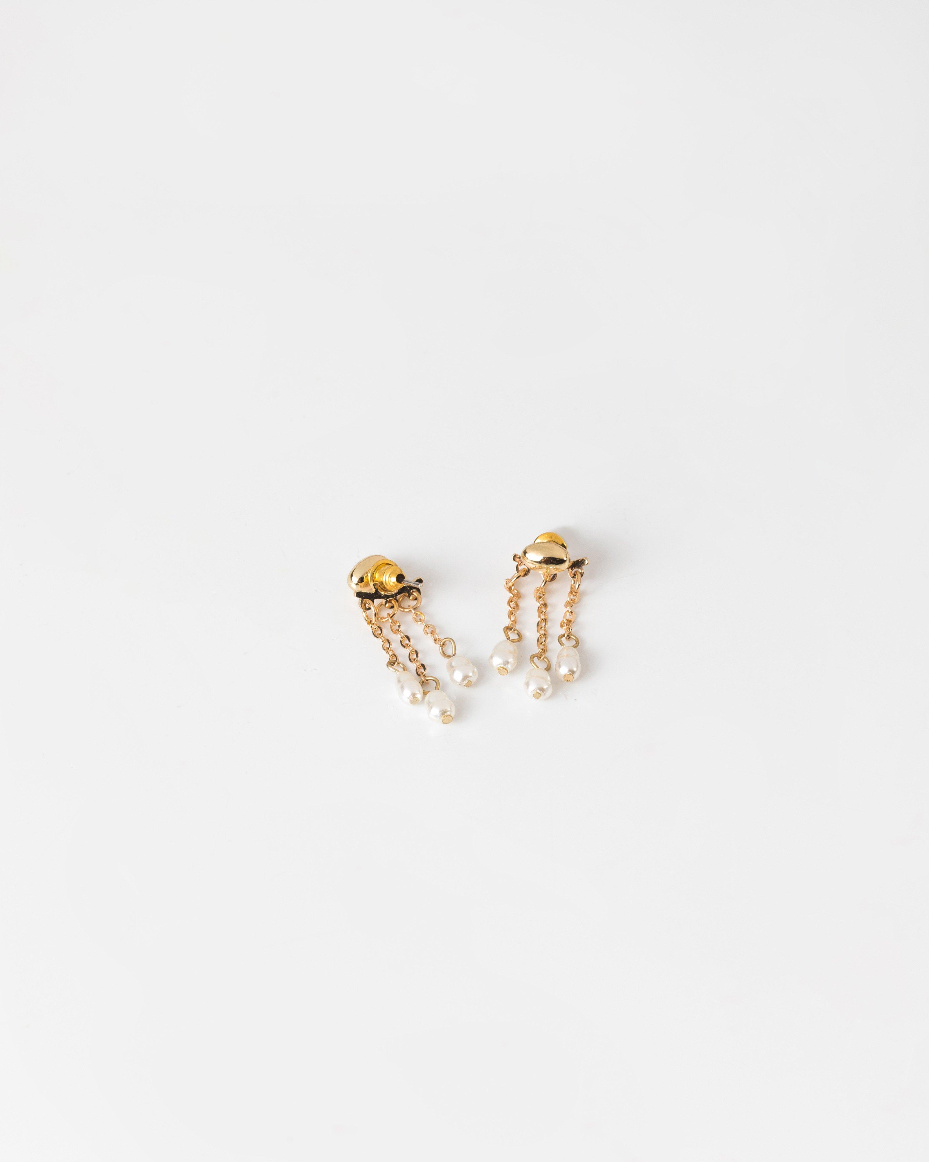 Peek-A-Boo Pearl Strand Drop Earrings -  Milk